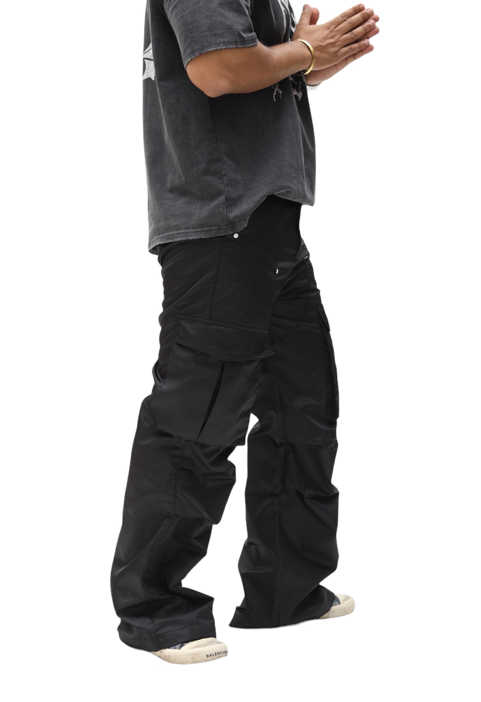 Black Cargo Flare Pants