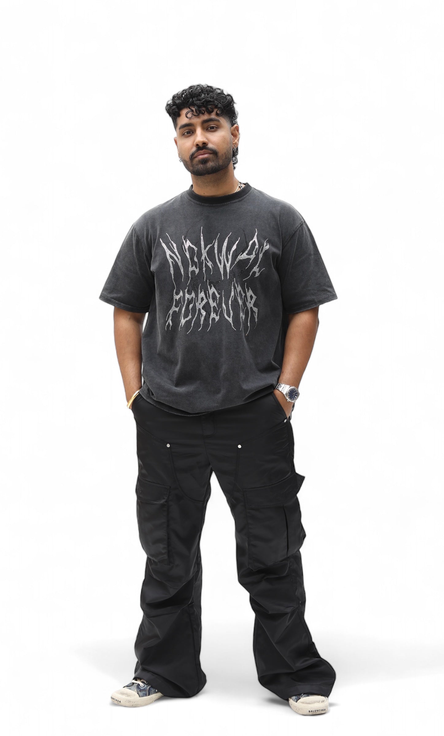 Black Cargo Flare Pants
