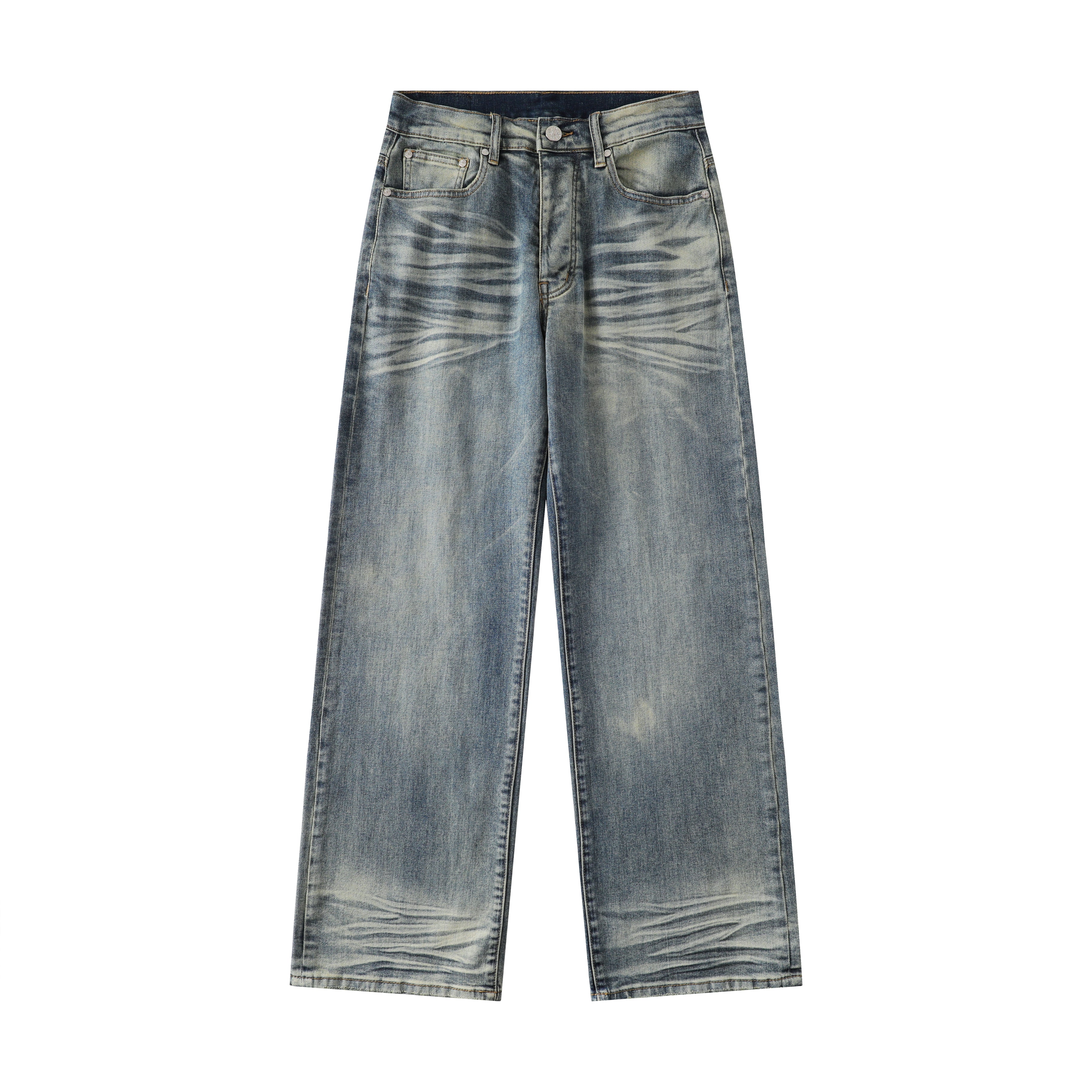 Light Beige Wash Straight Leg Denim