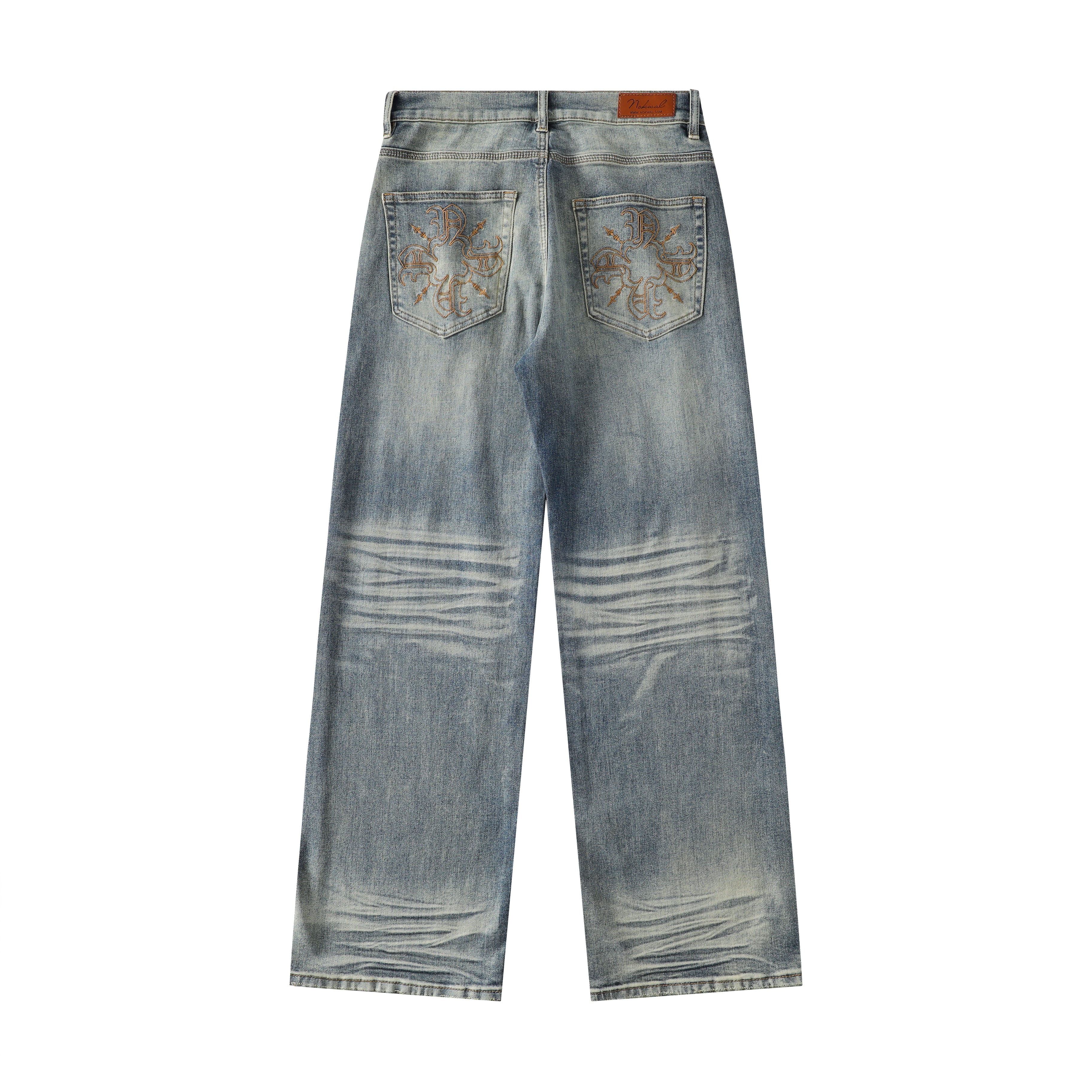 Light Beige Wash Straight Leg Denim