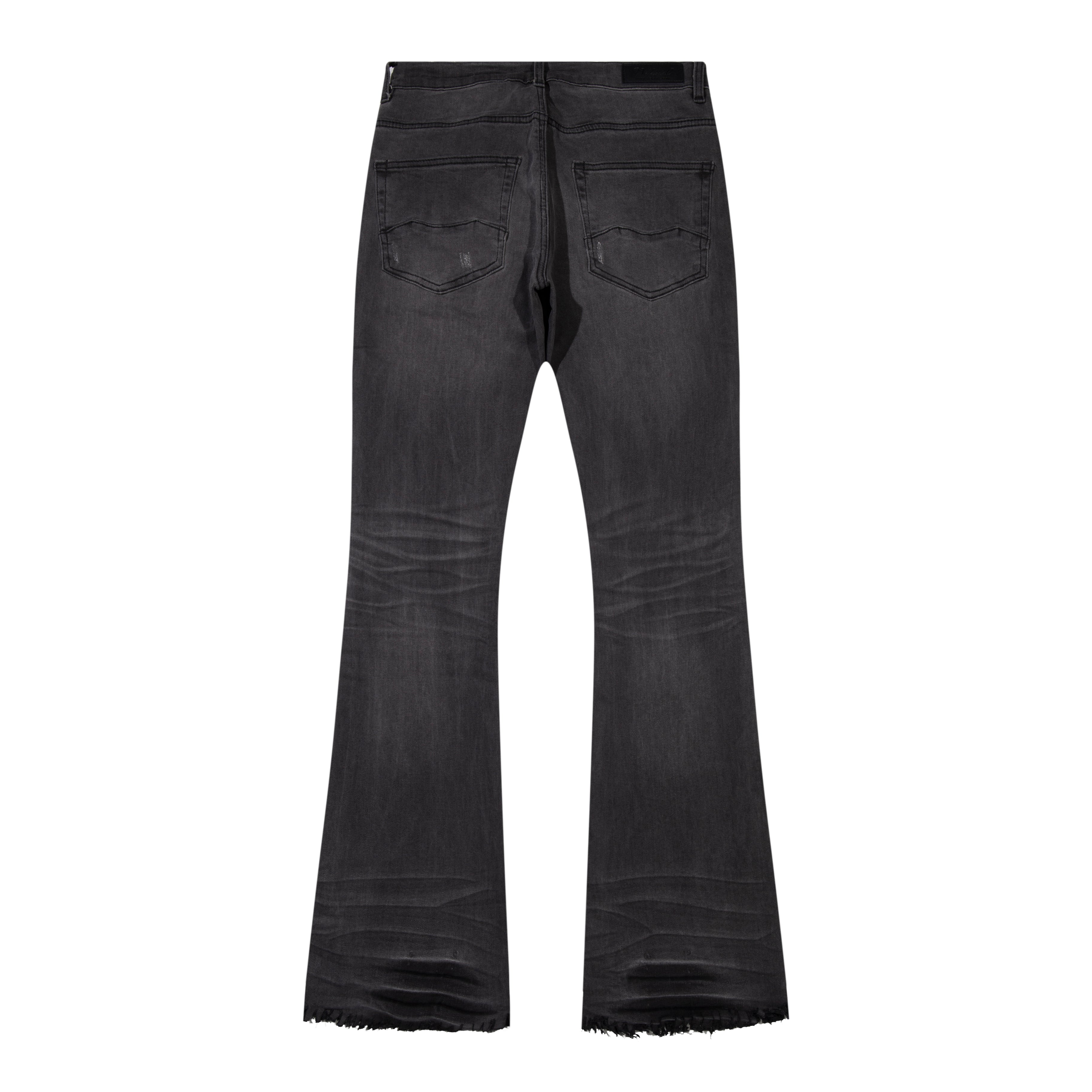 Monogram Stacked Flare Grey Denim