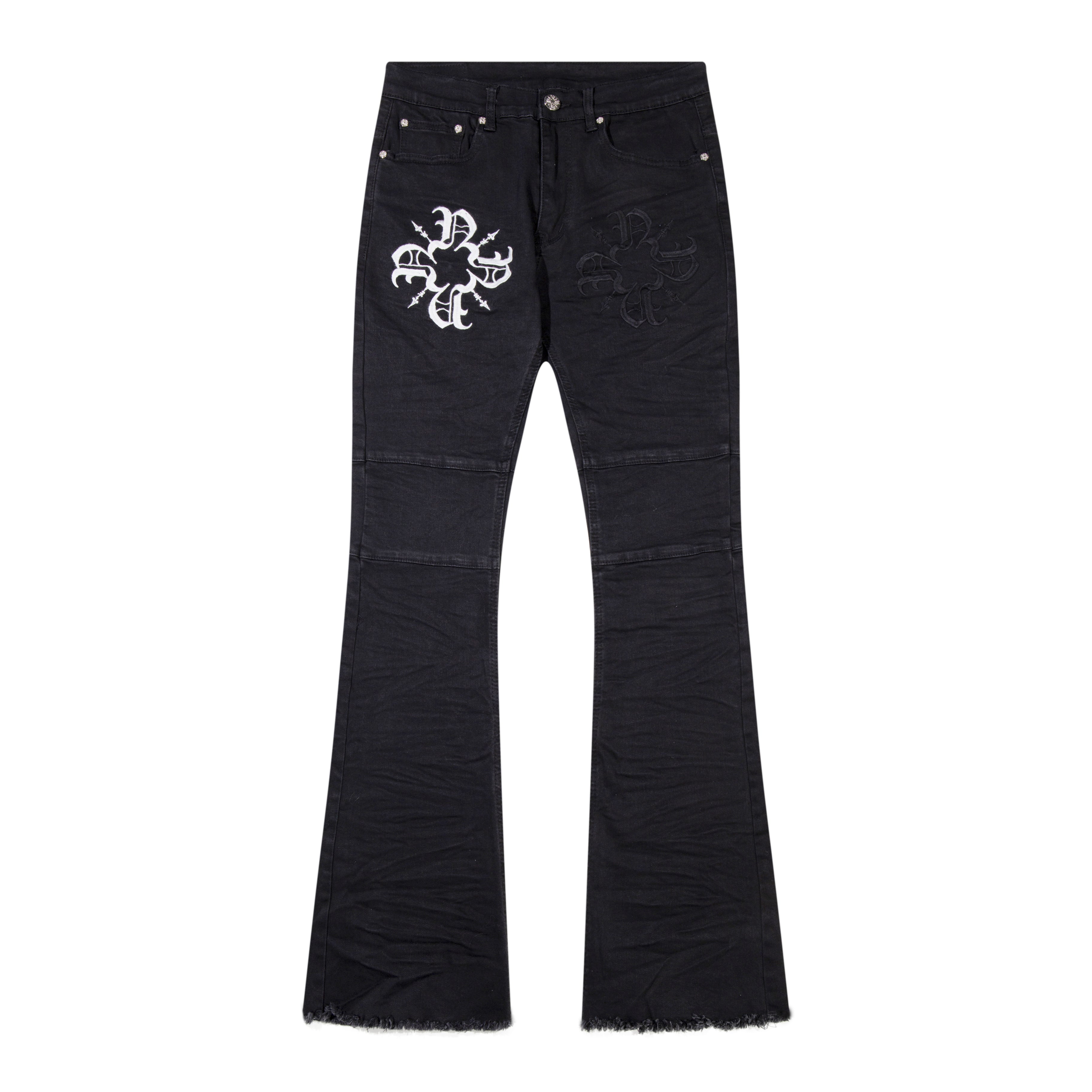 Monogram Stacked Flare Black Denim