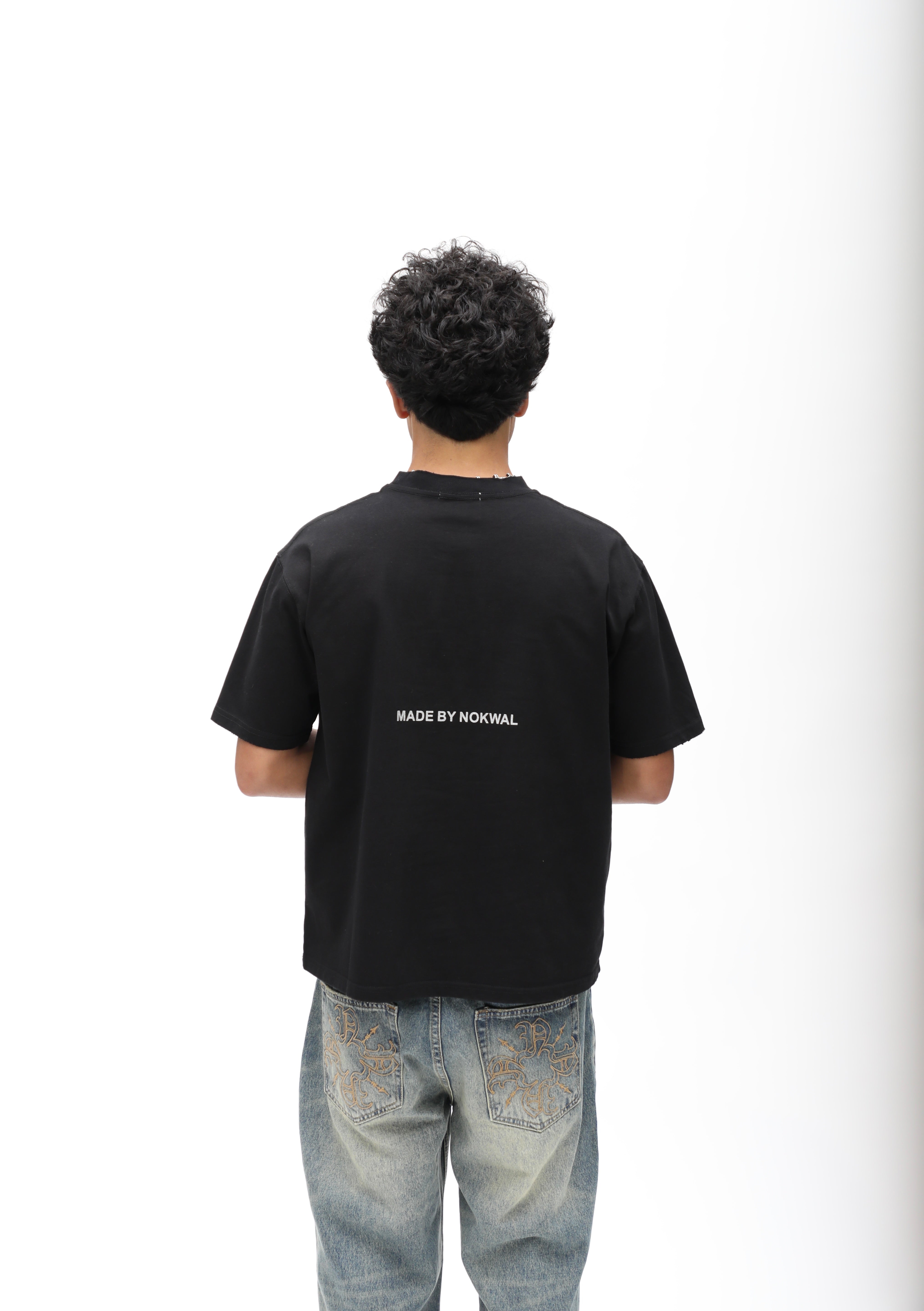 Rhinestone Arch Logo Tee -Jet Black