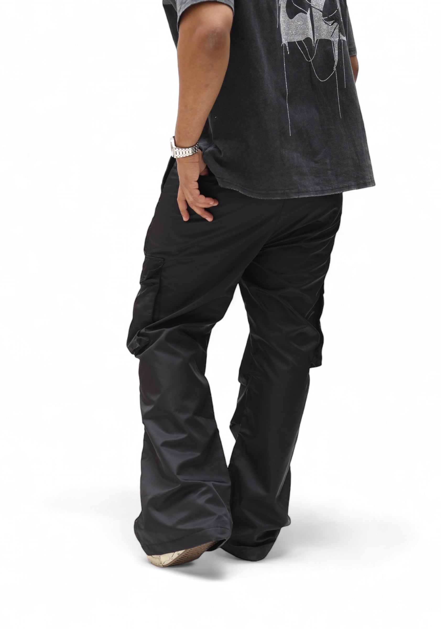 Black Cargo Flare Pants