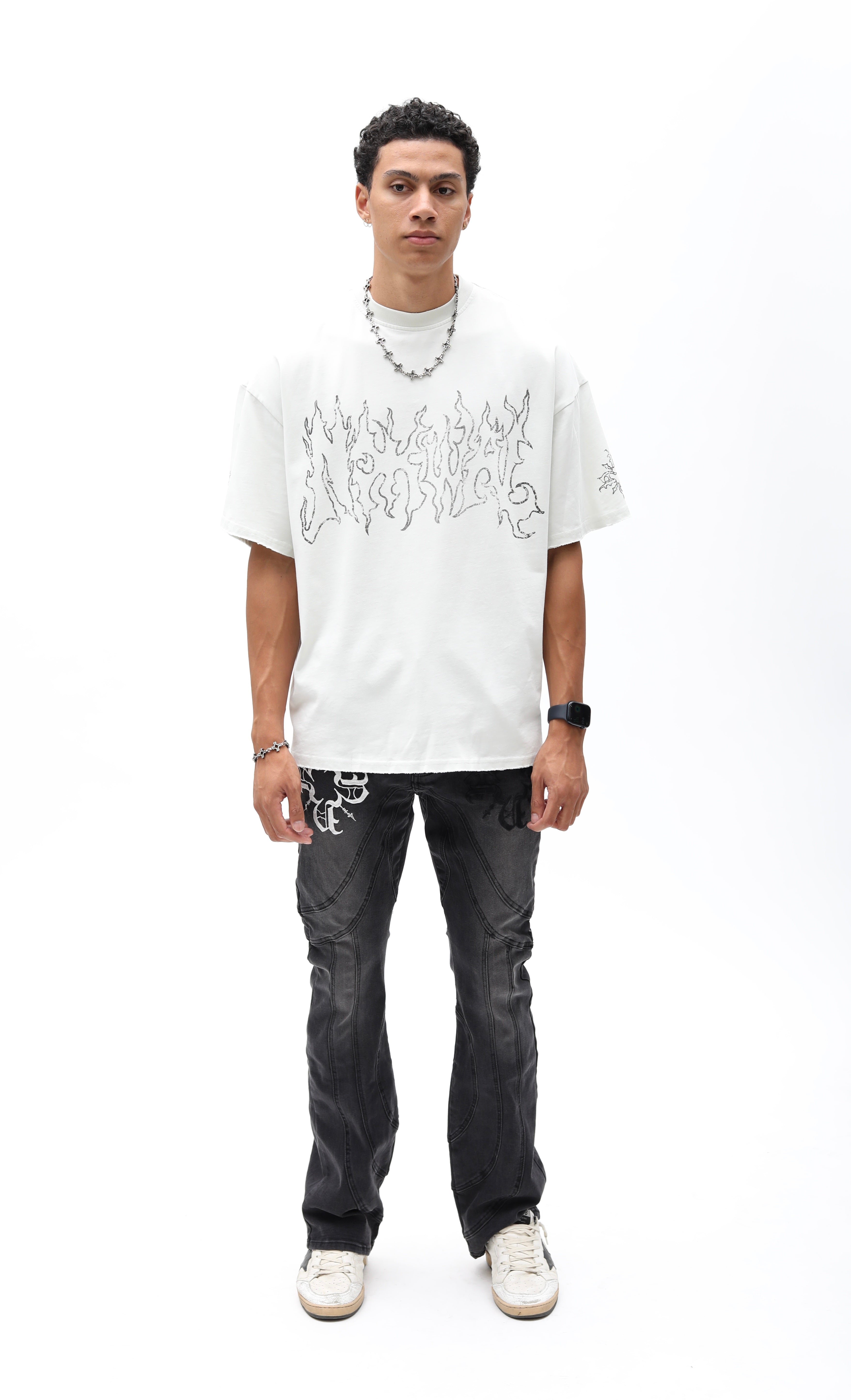 Monogram Piping Faded Black Denim