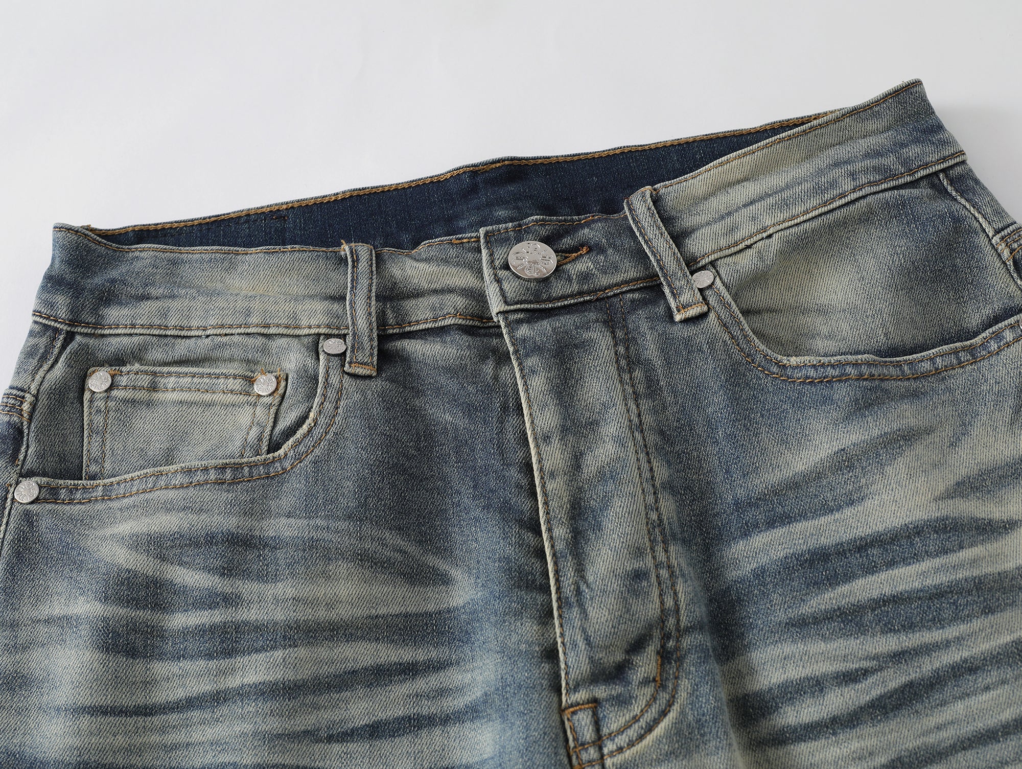Light Beige Wash Straight Leg Denim