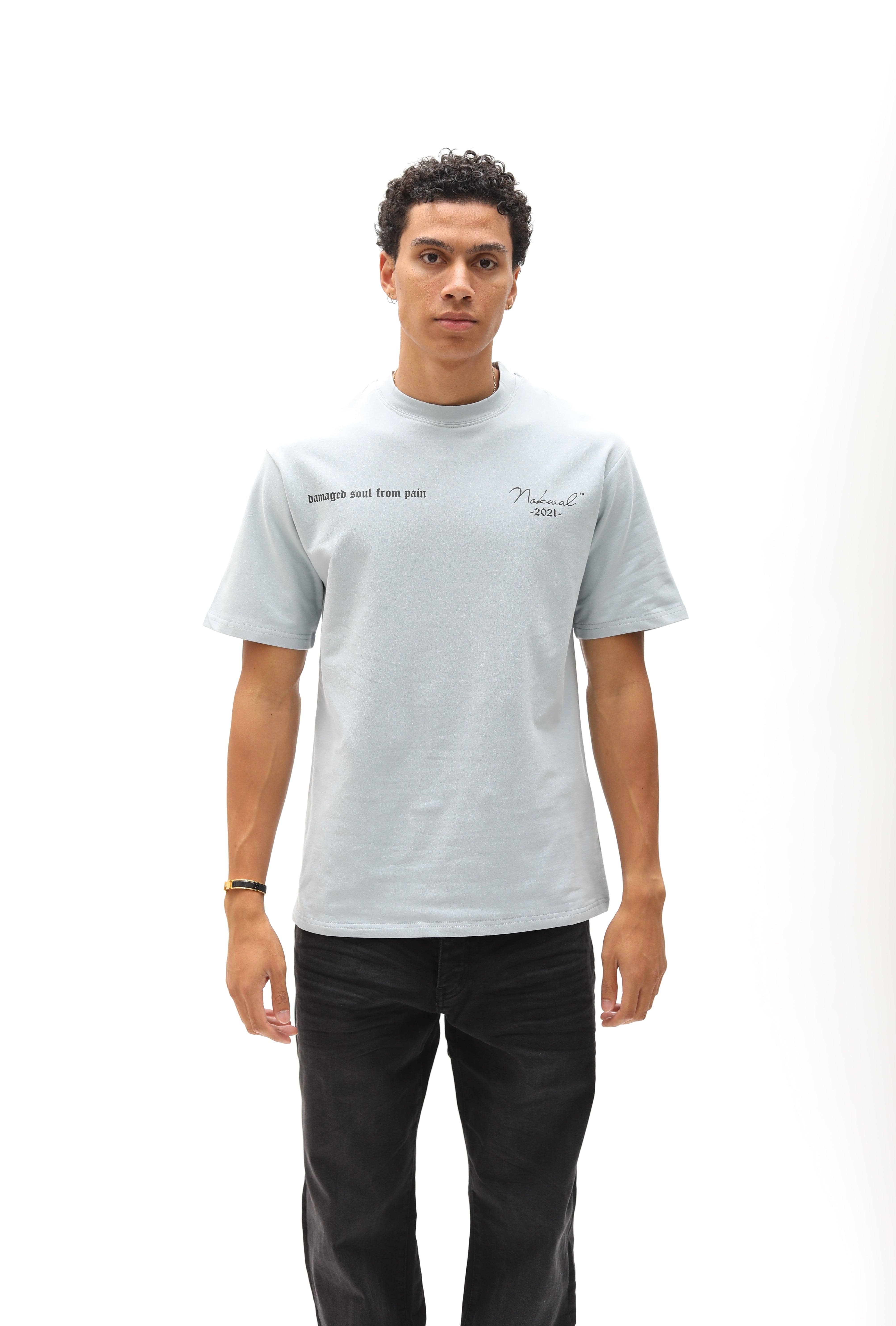 Damaged Soul From Pain - Reflective - T-Shirt - Faded Light Blue
