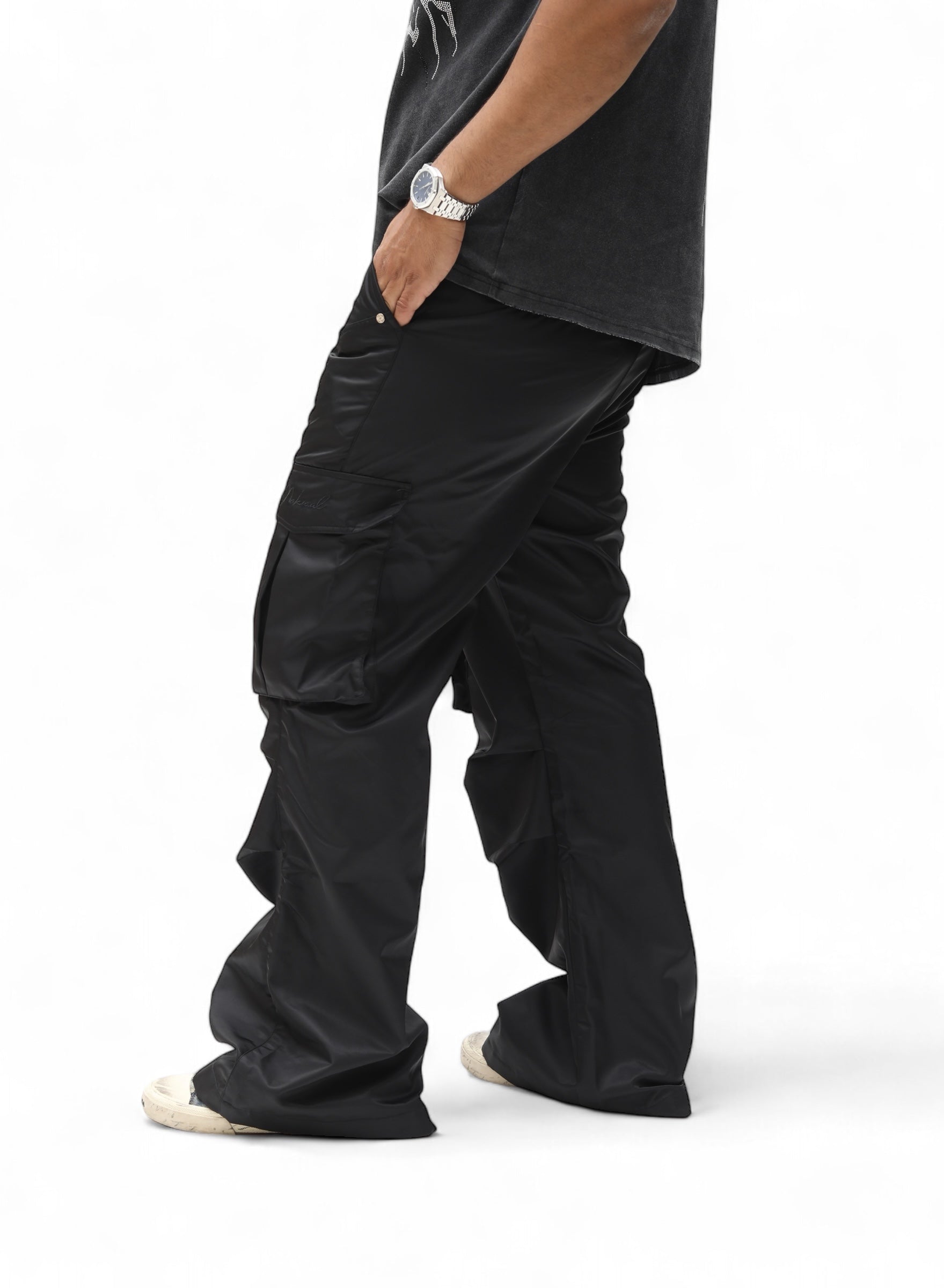 Black Cargo Flare Pants