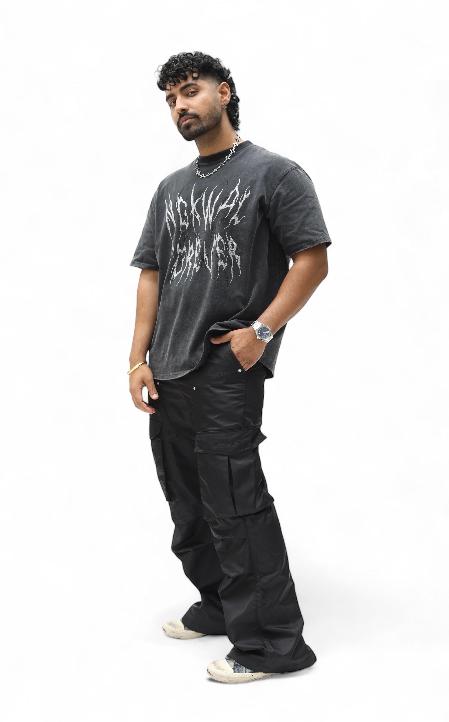 Black Cargo Flare Pants