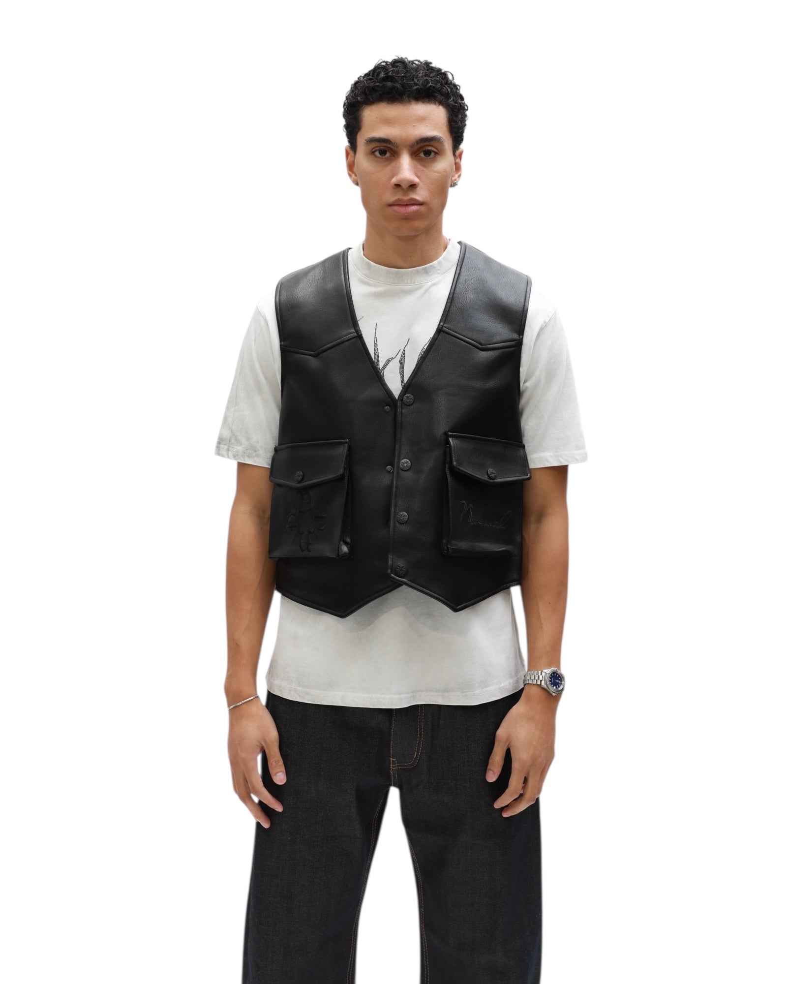 Leather Vest – Black