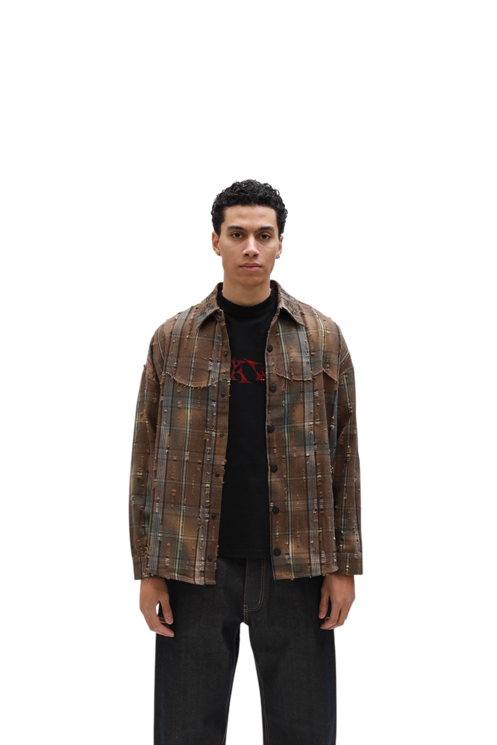 Distressed Brown Aged Flannel
