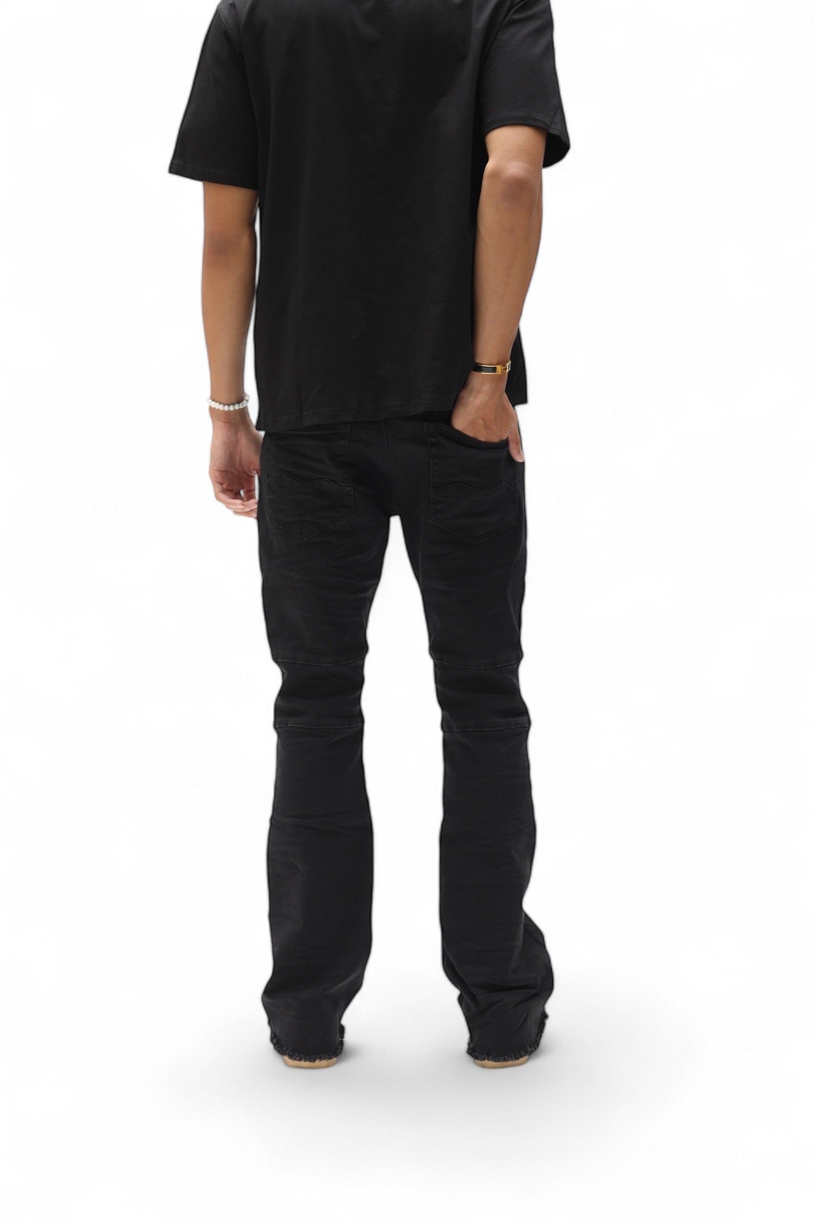 Monogram Stacked Flare Black Denim