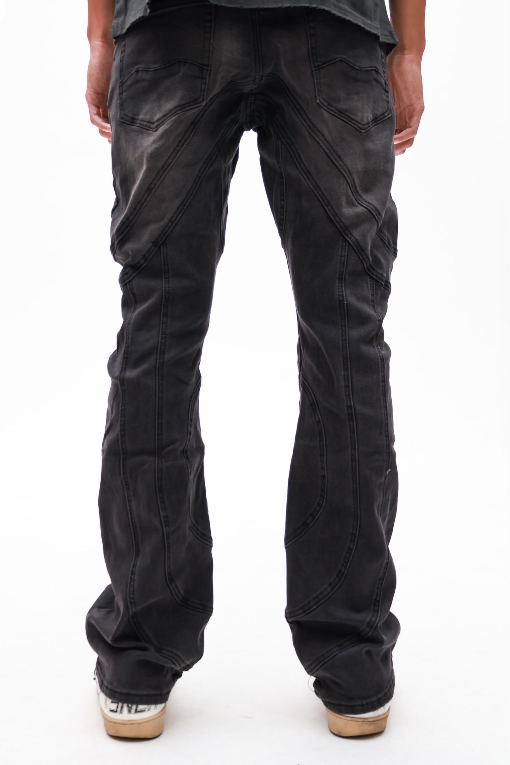 Monogram Piping Faded Black Denim