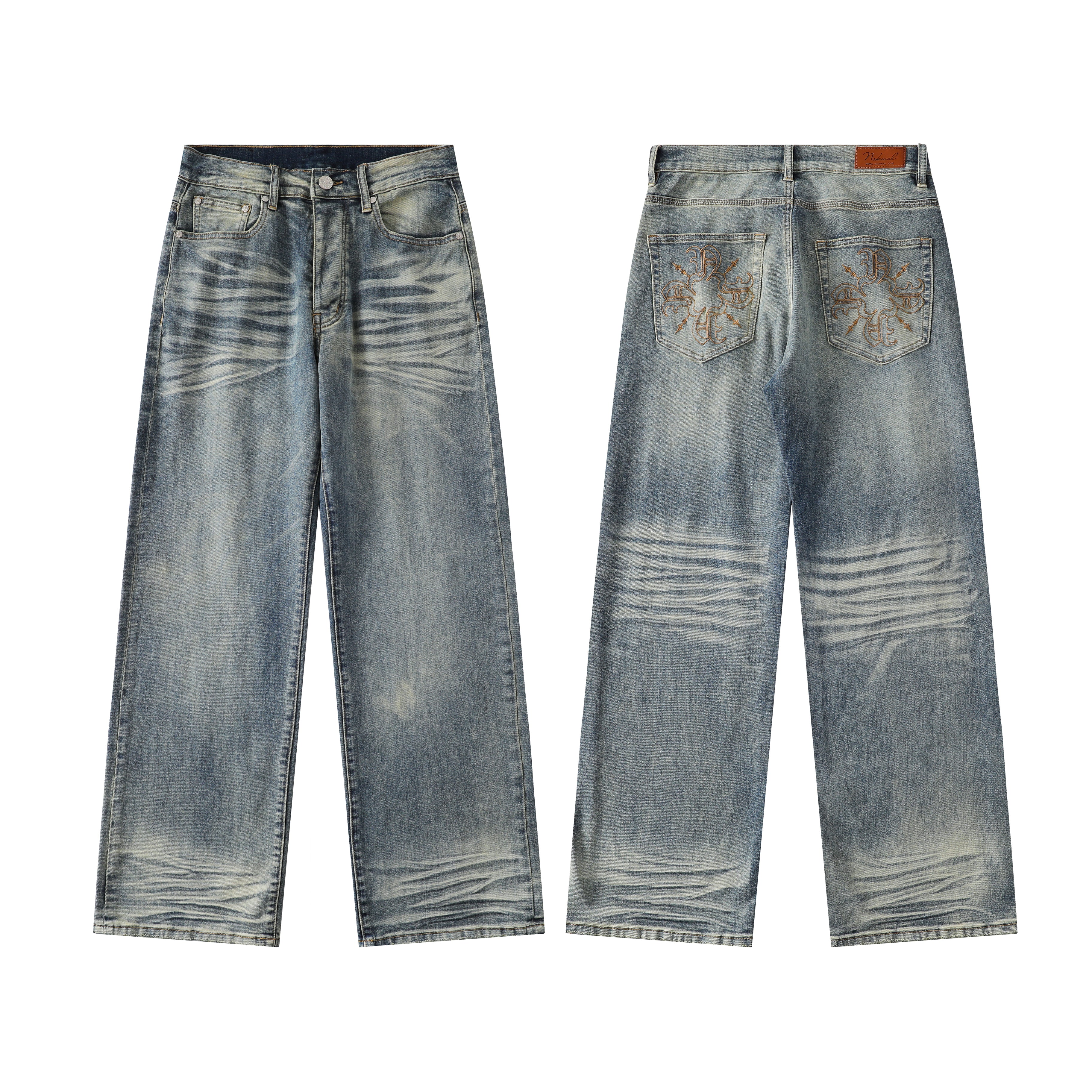 Light Beige Wash Straight Leg Denim