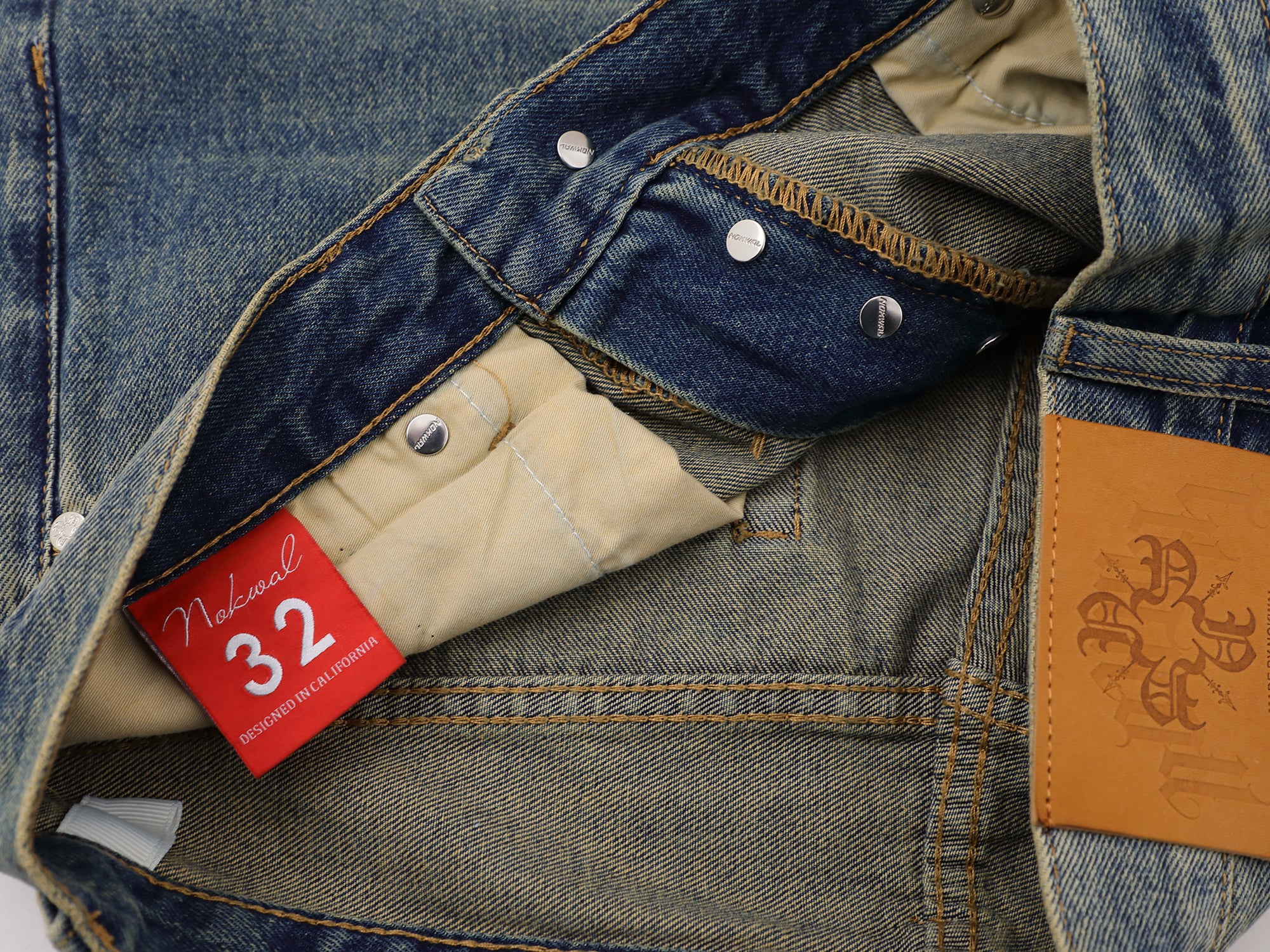 Blue Stone Washed Straight Leg Denim