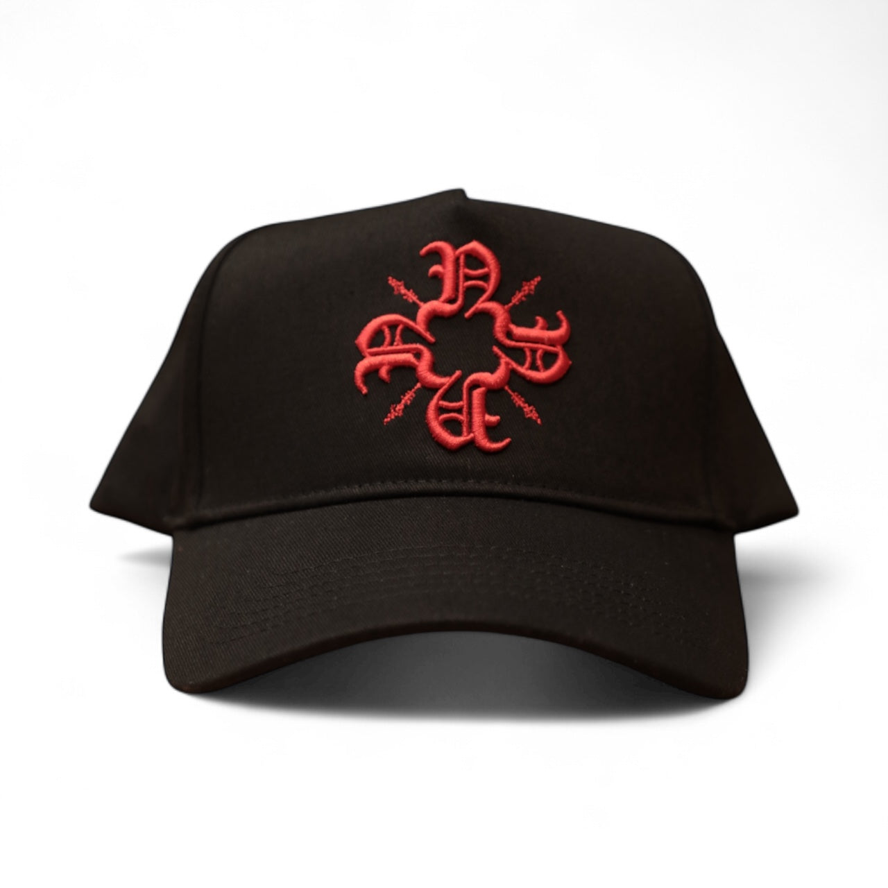 Black/Red Monogram Trucker Hat