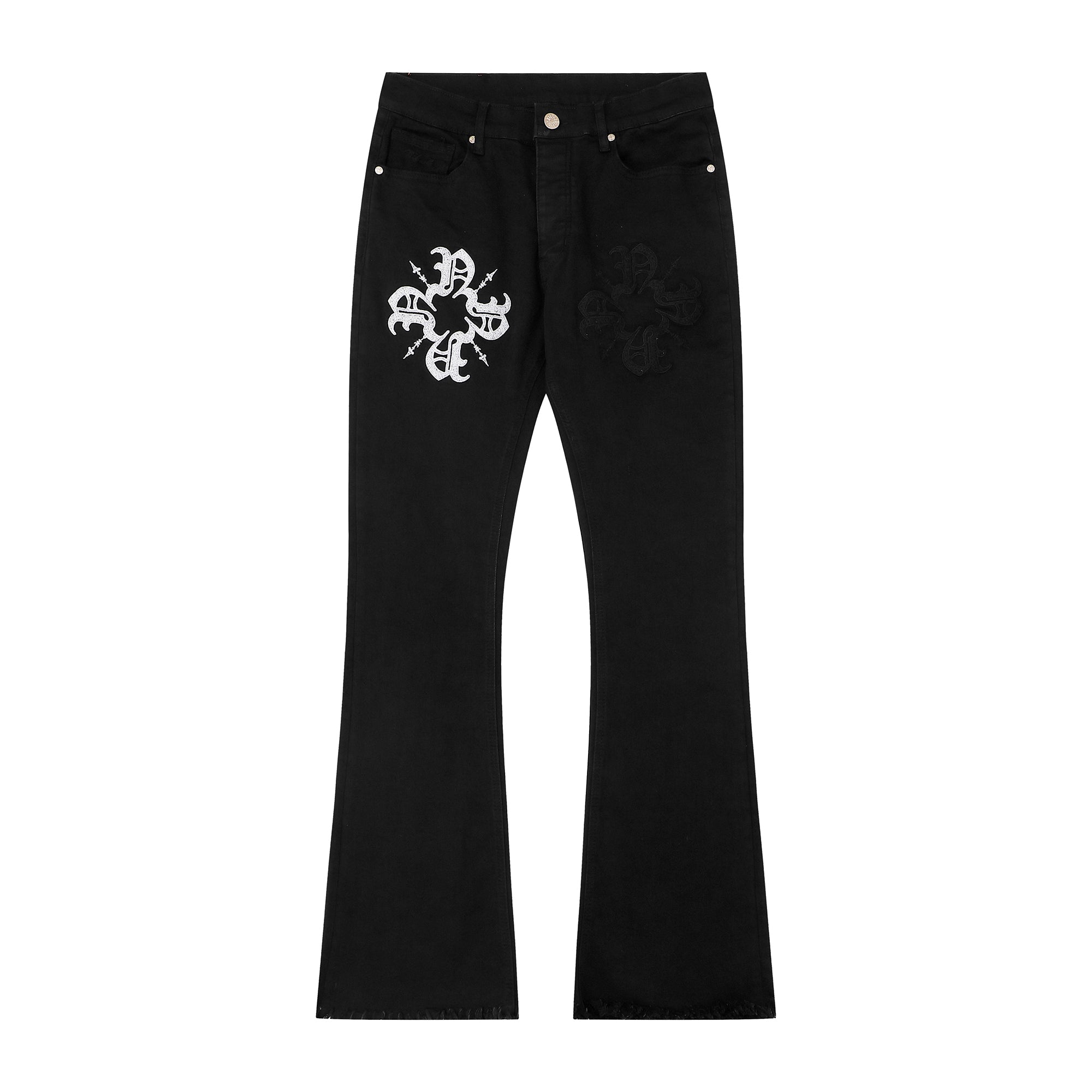 Classic Monogram Stacked Flare Black Denim
