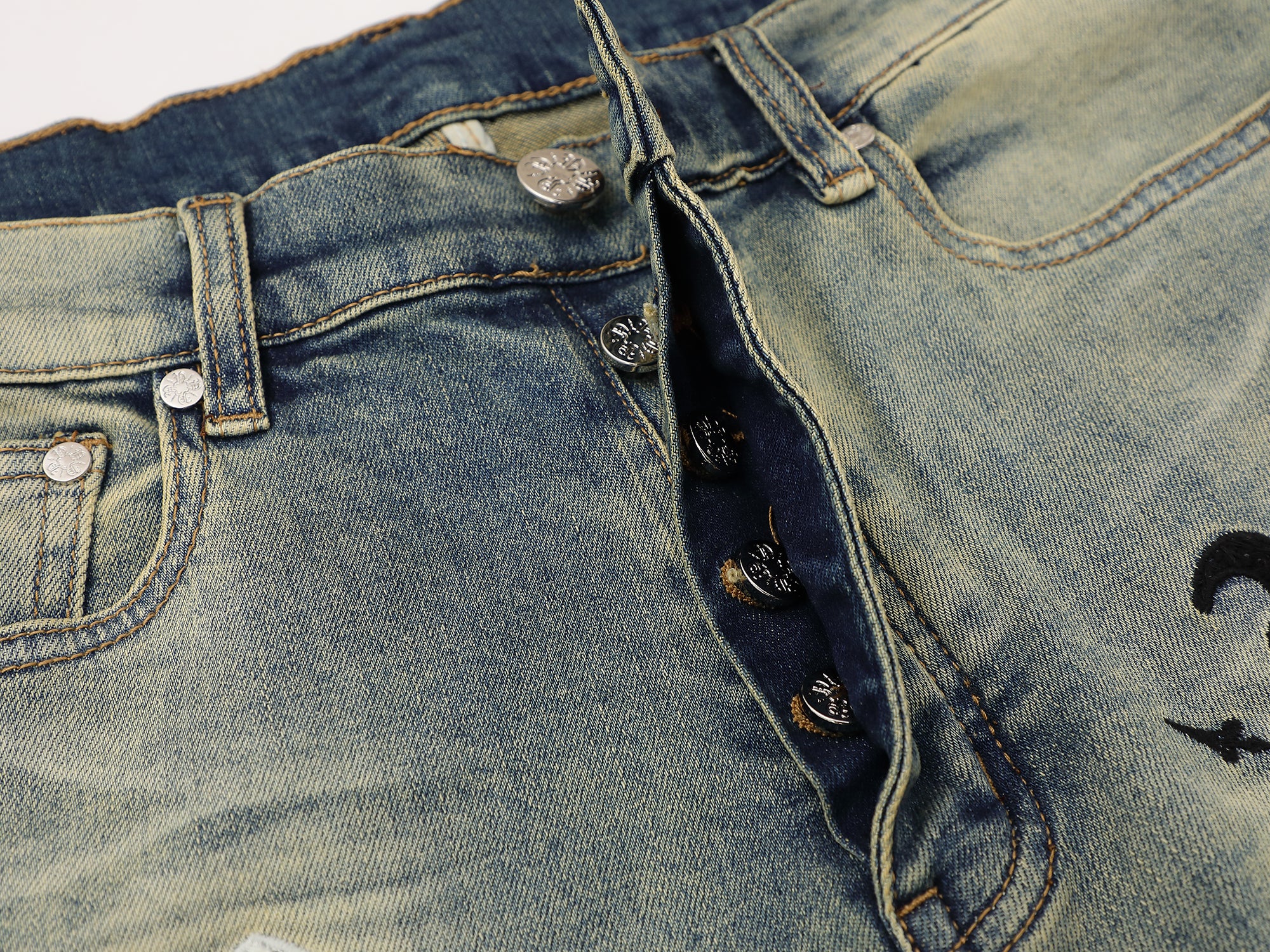 Classic Monogram Stacked Flare Blue Denim