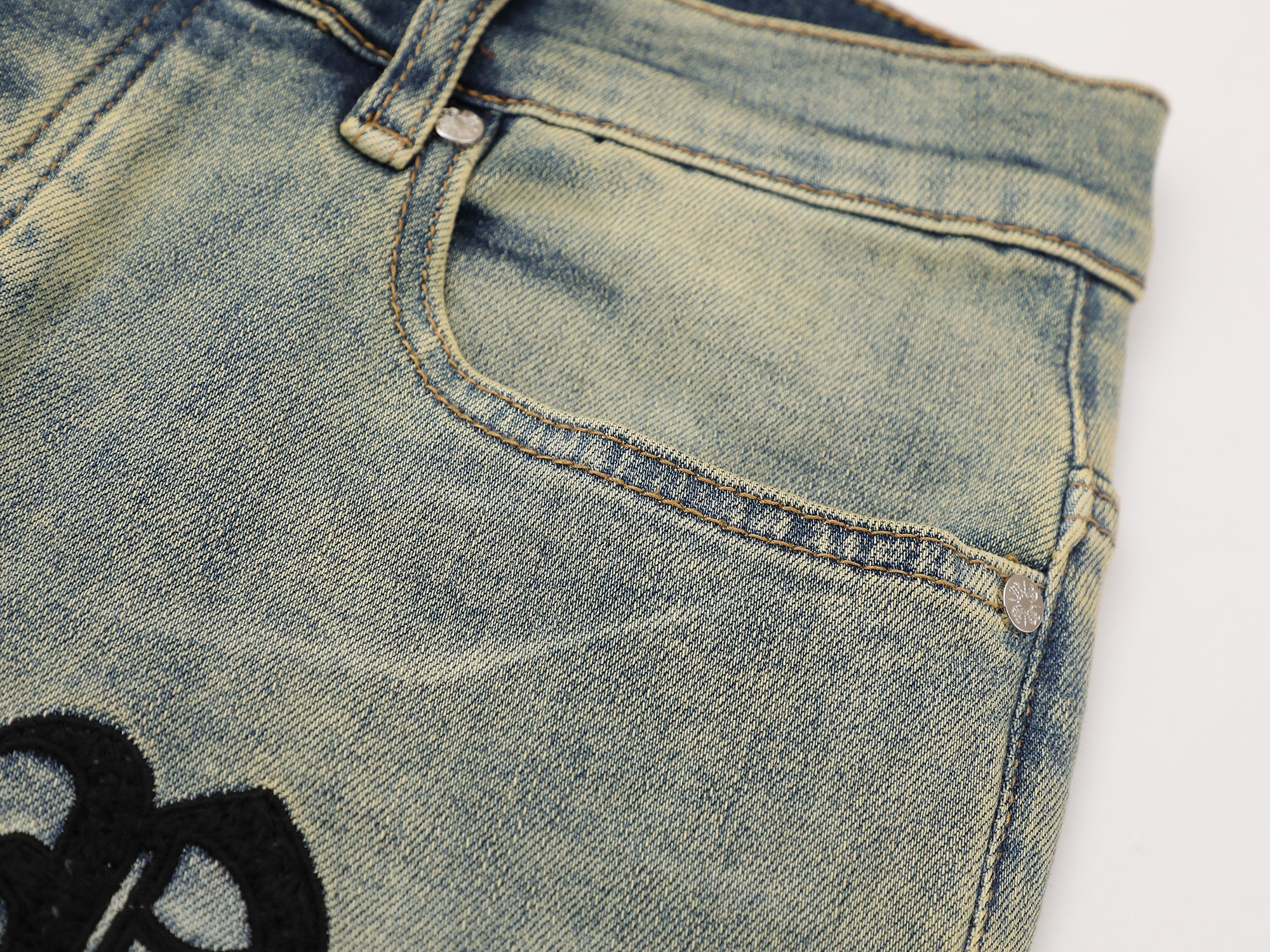 Classic Monogram Stacked Flare Blue Denim