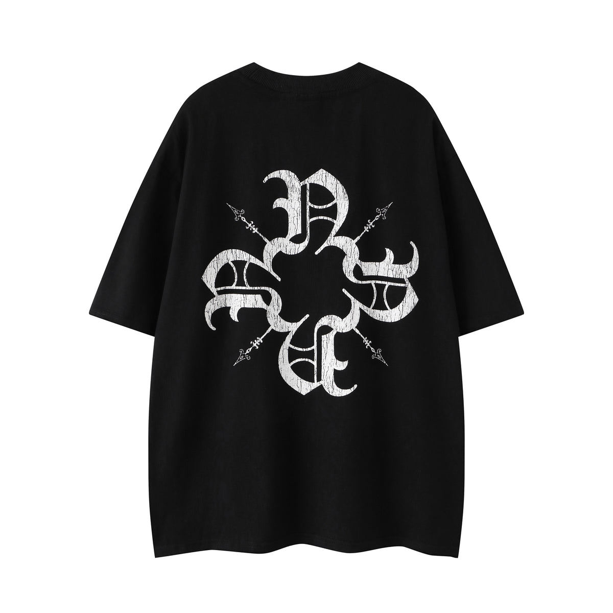 Distressed Classic Monogram Tee Black