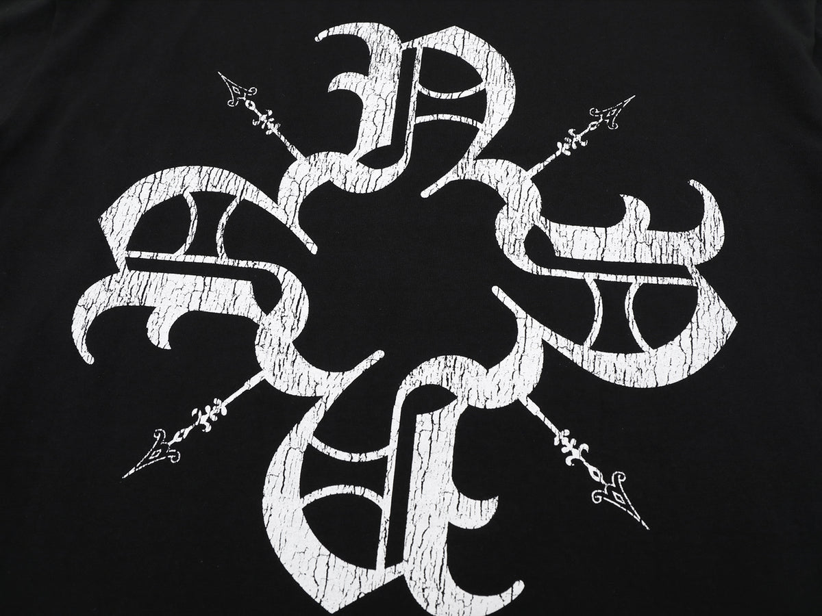 Distressed Classic Monogram Tee Black