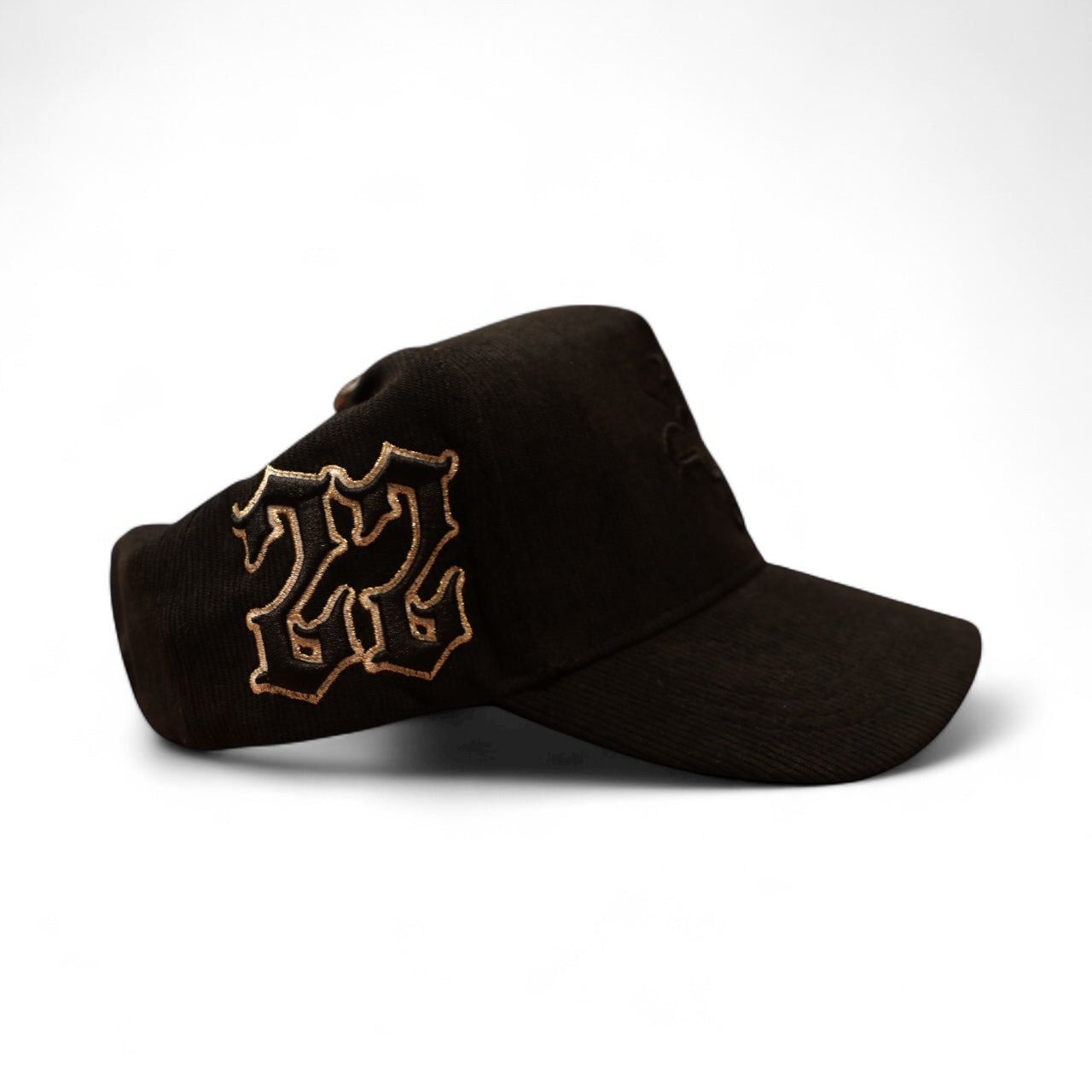 Black Corduroy Monogram Trucker Hat
