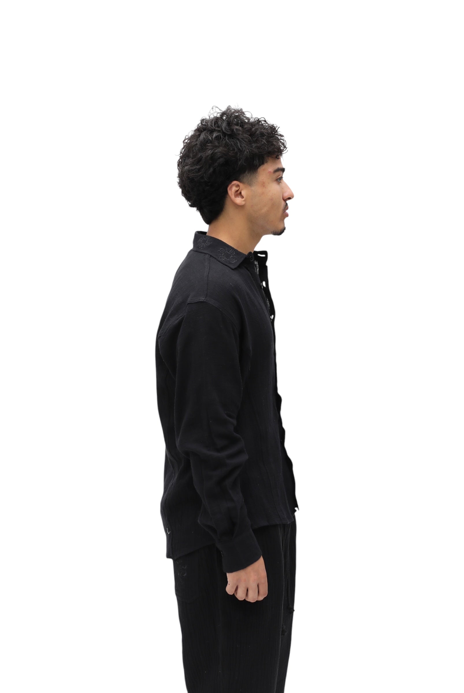 Nokwal Tailored Linen Shirt-Black