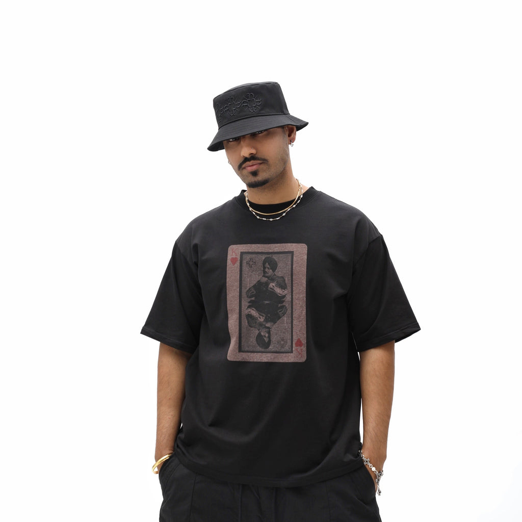 King Of Hearts Sidhu Moosewala T Shirt - Black