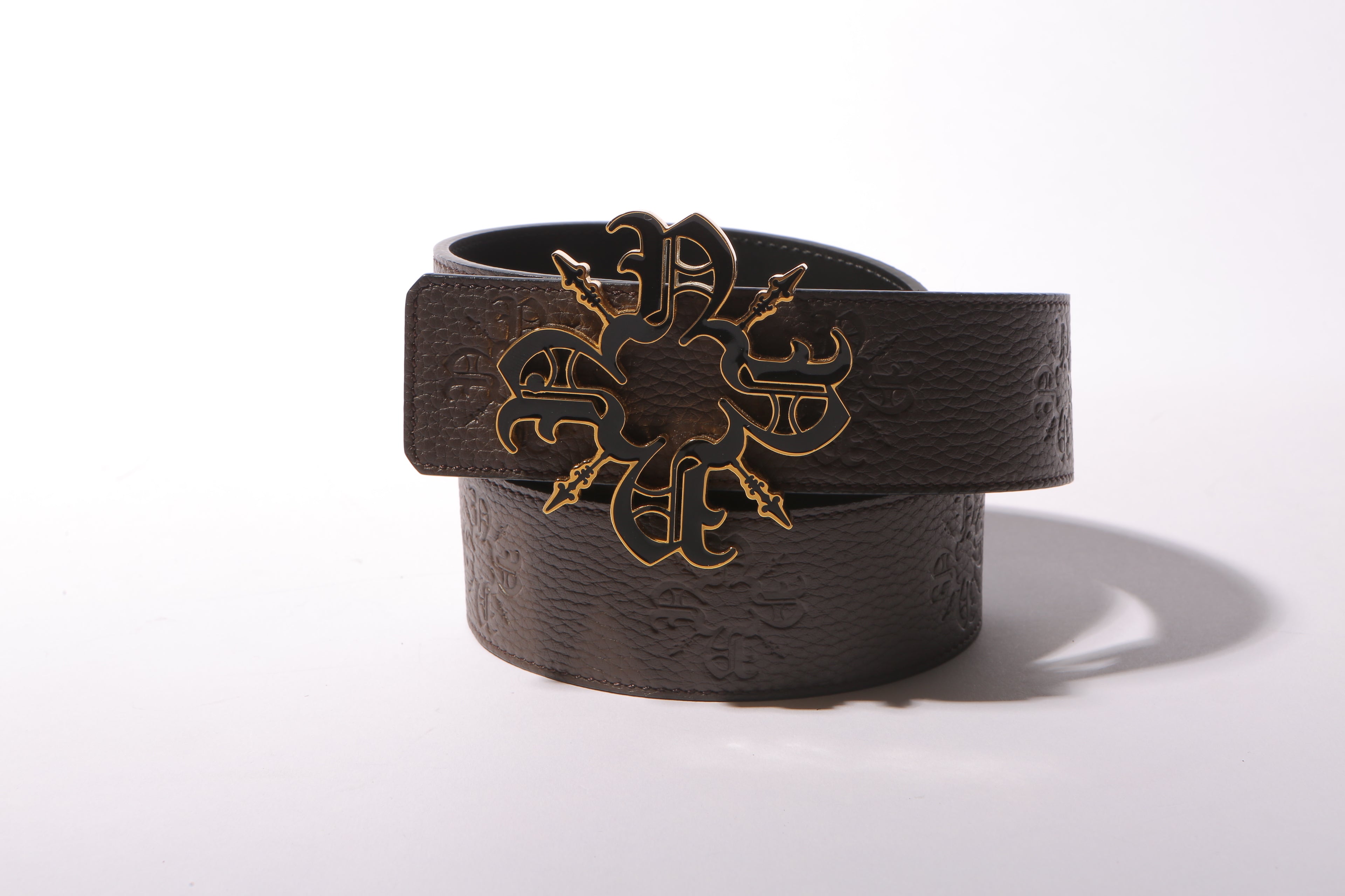 Brown Monogram Leather Belt
