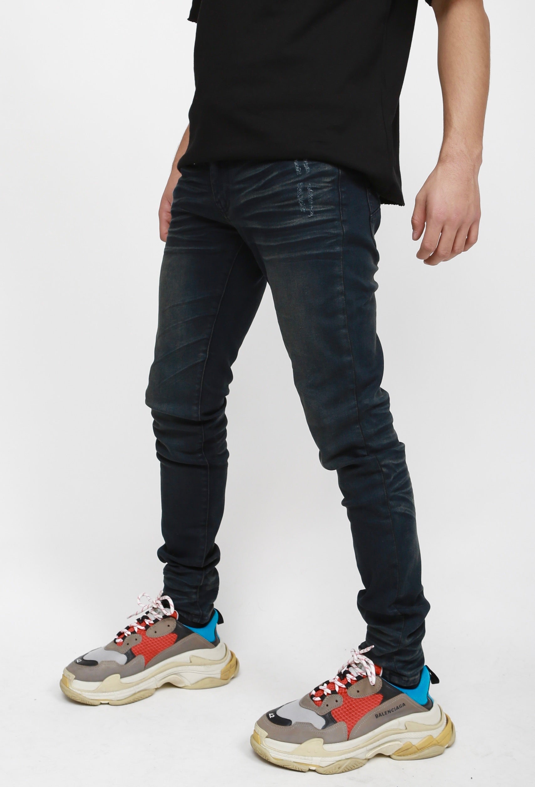 Dark Aged Blue Faded Skinny Denim
