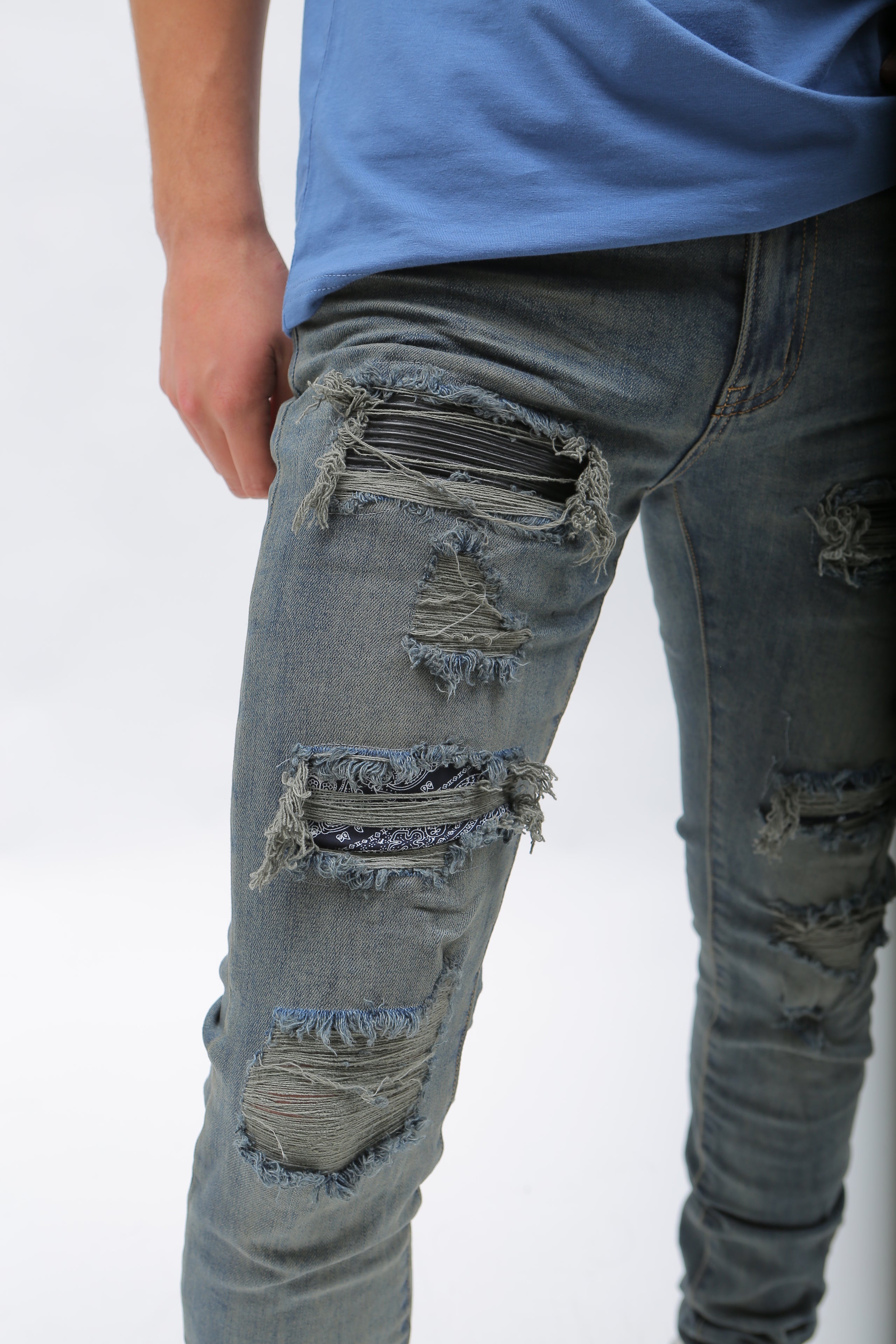 Nokwal Destroyed Blue Wash Denim