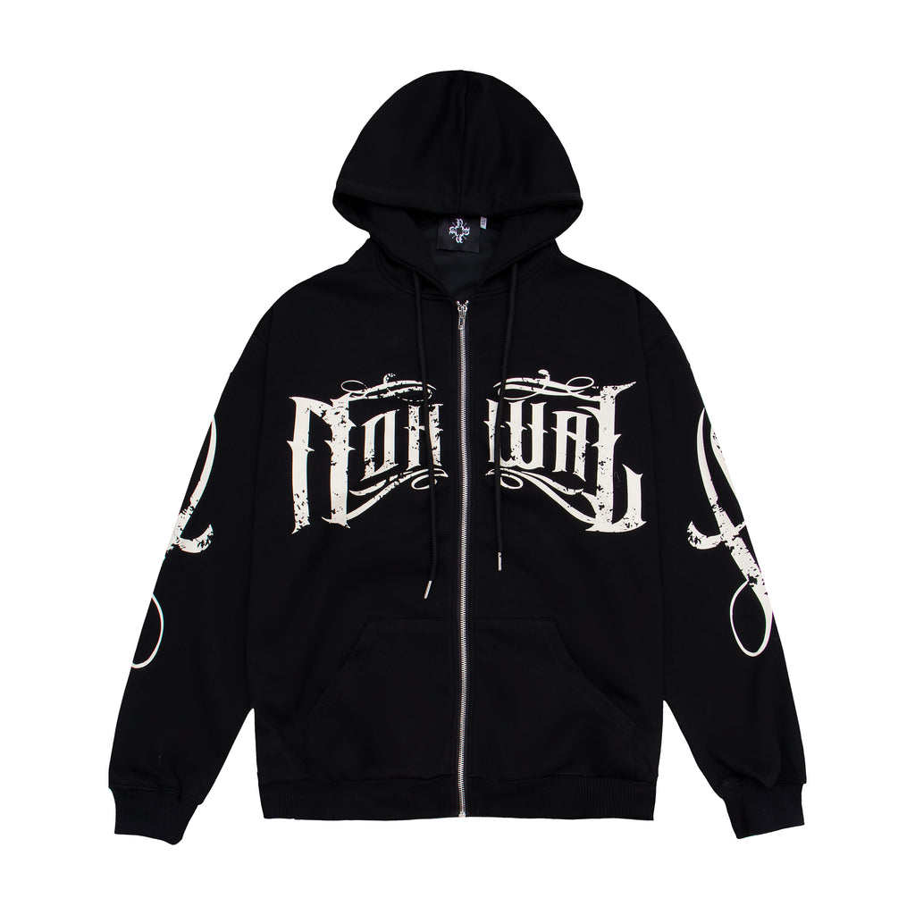 Nokwal Zip Up Oversize Hoodie - Black - XL Only