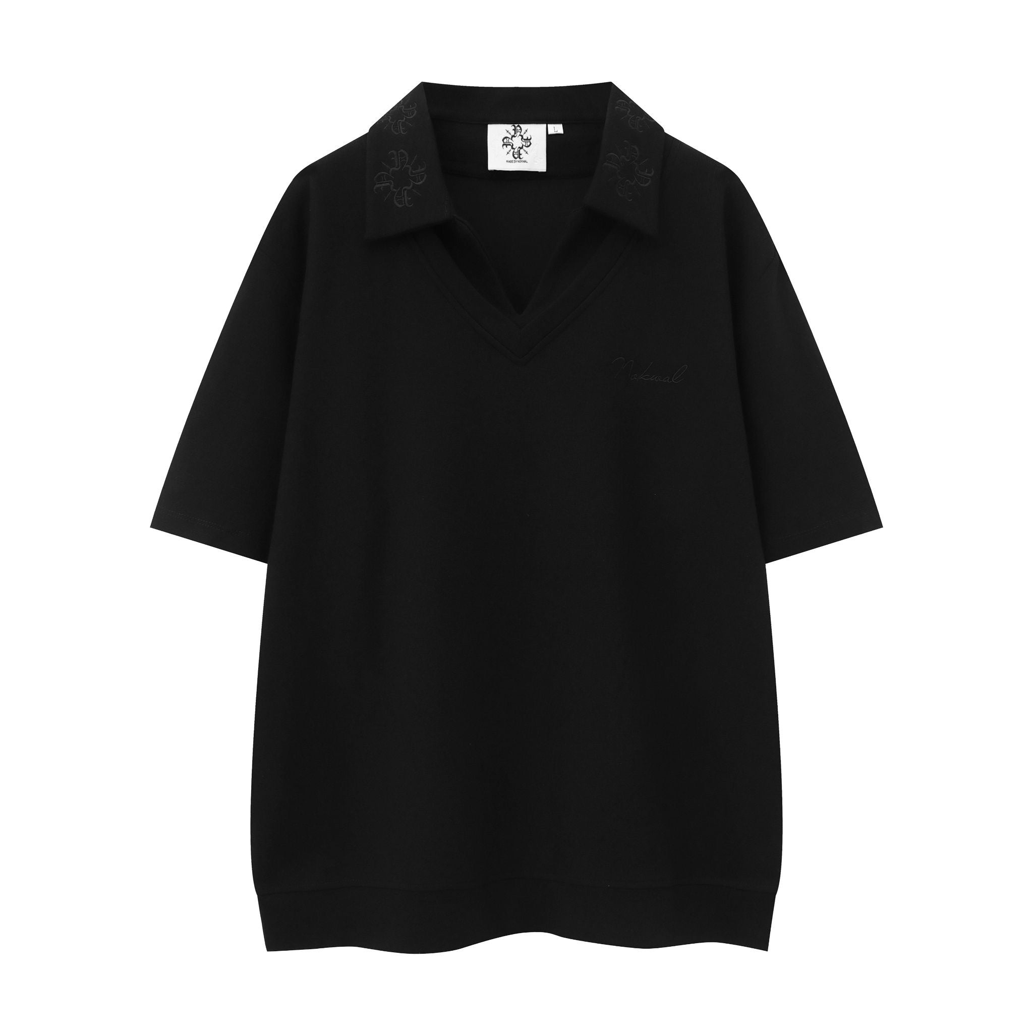 Monogram Embroidered Polo -Black
