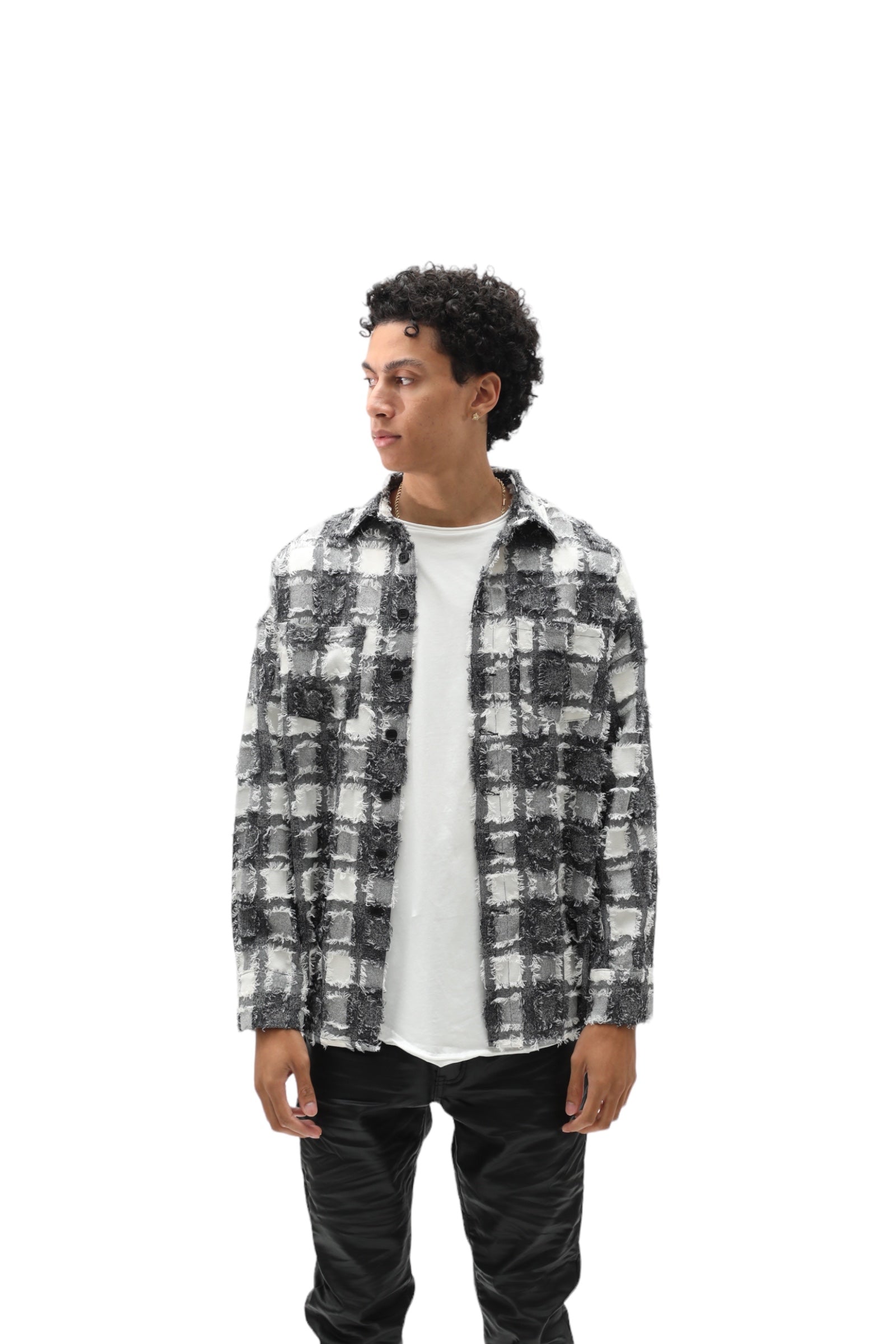 Loose Thread Flannel Black/White