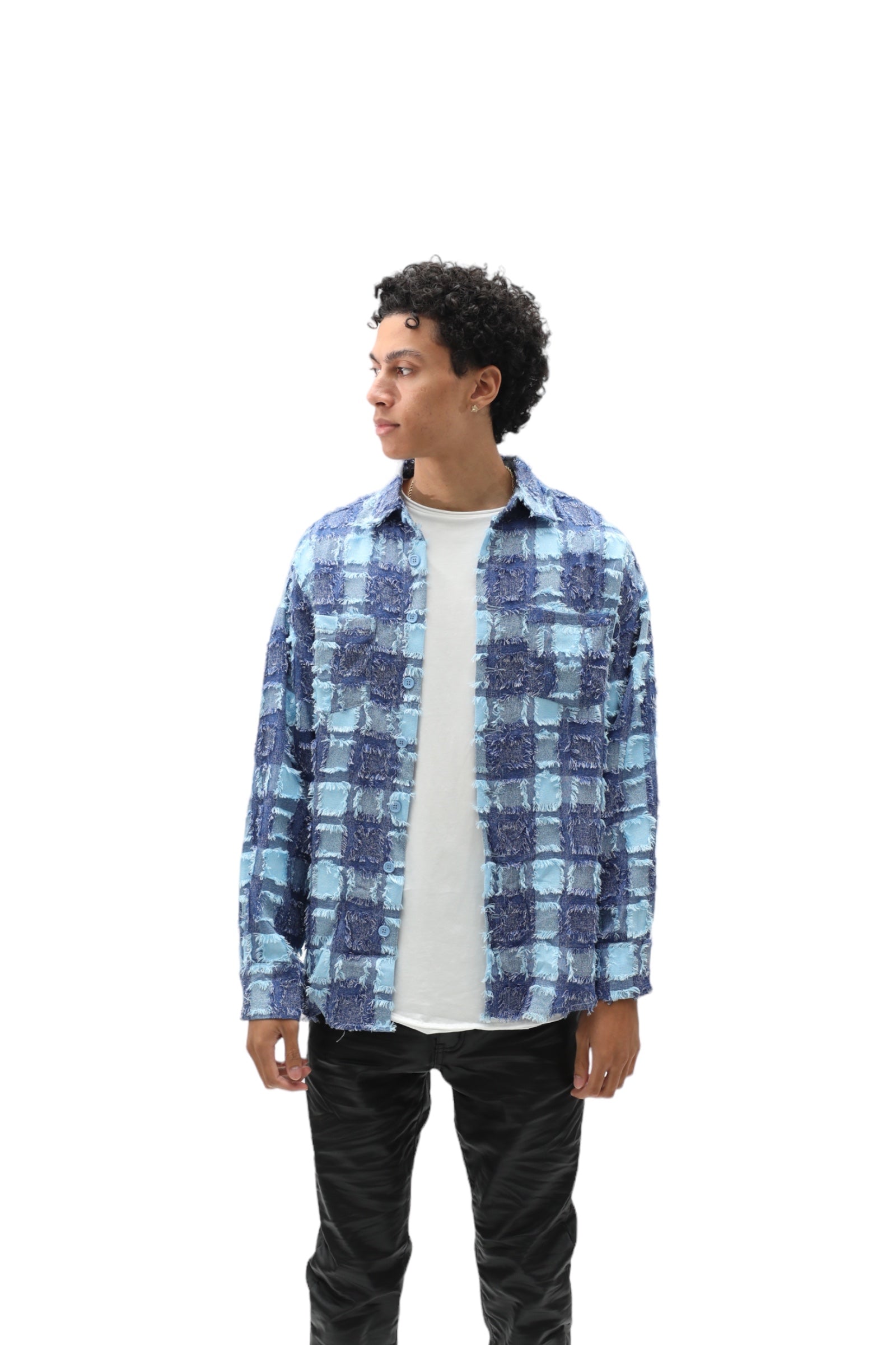 Loose Thread Flannel Blue Plaid