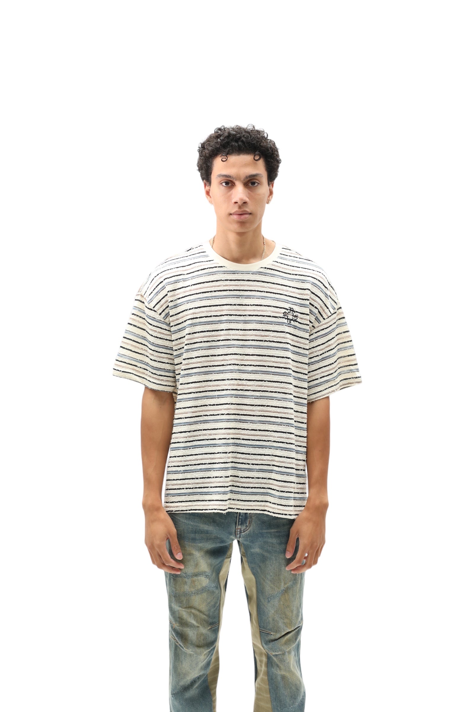 Loose Thread Striped Cotton Tee