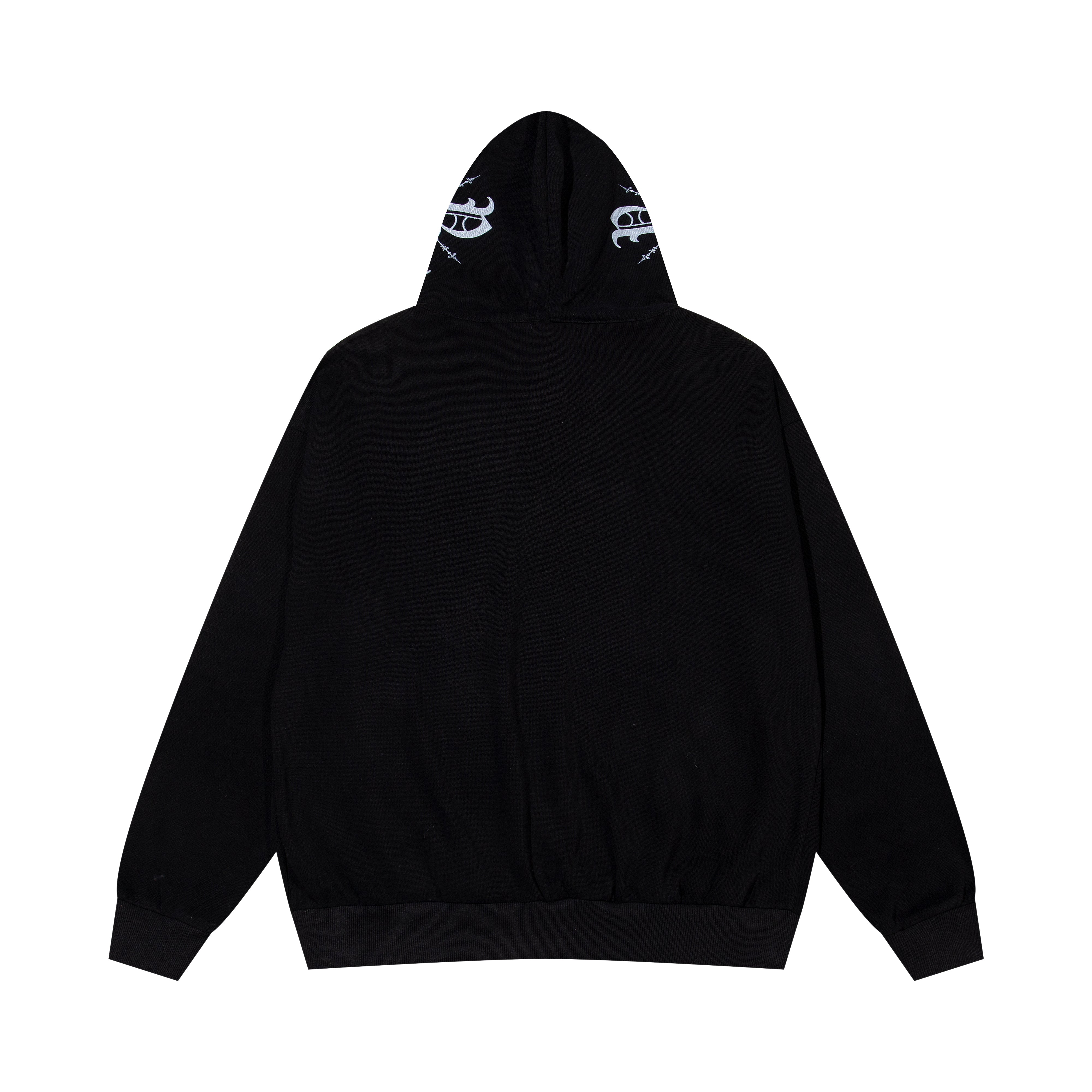 Monogram Full Zip Up Hoodie Black