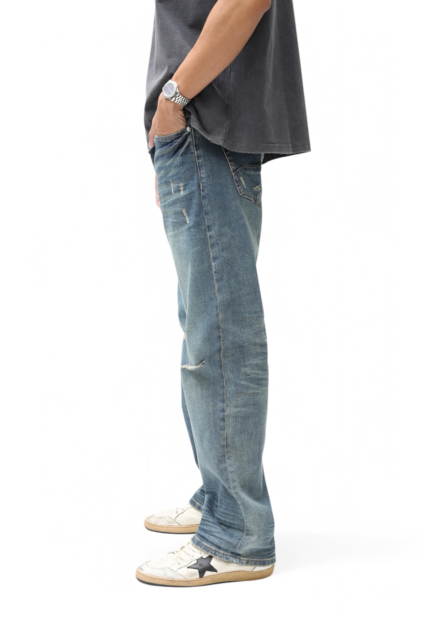 Classic Blue Wash Straight Leg Denim