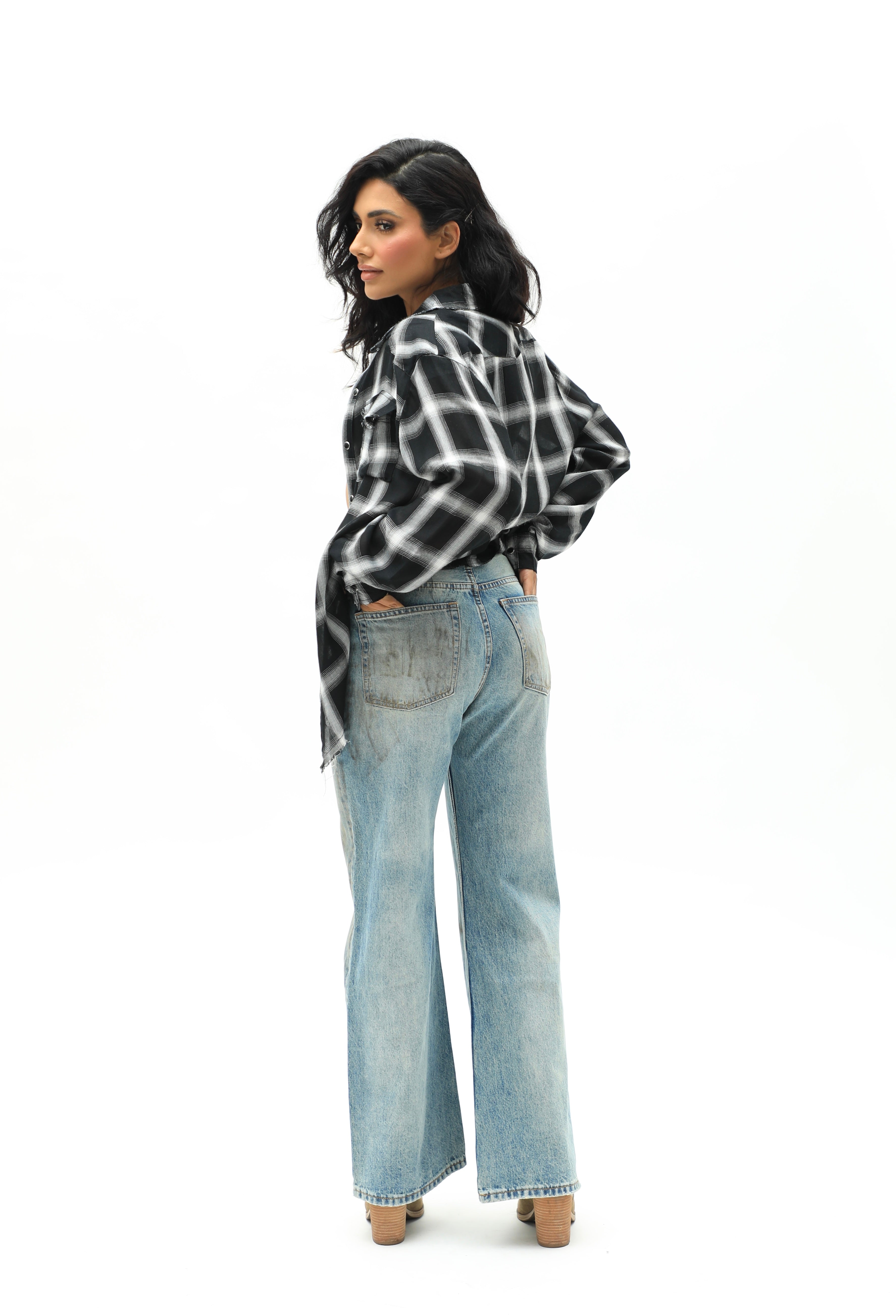 Unisex Dirty Mud Baggy Denim