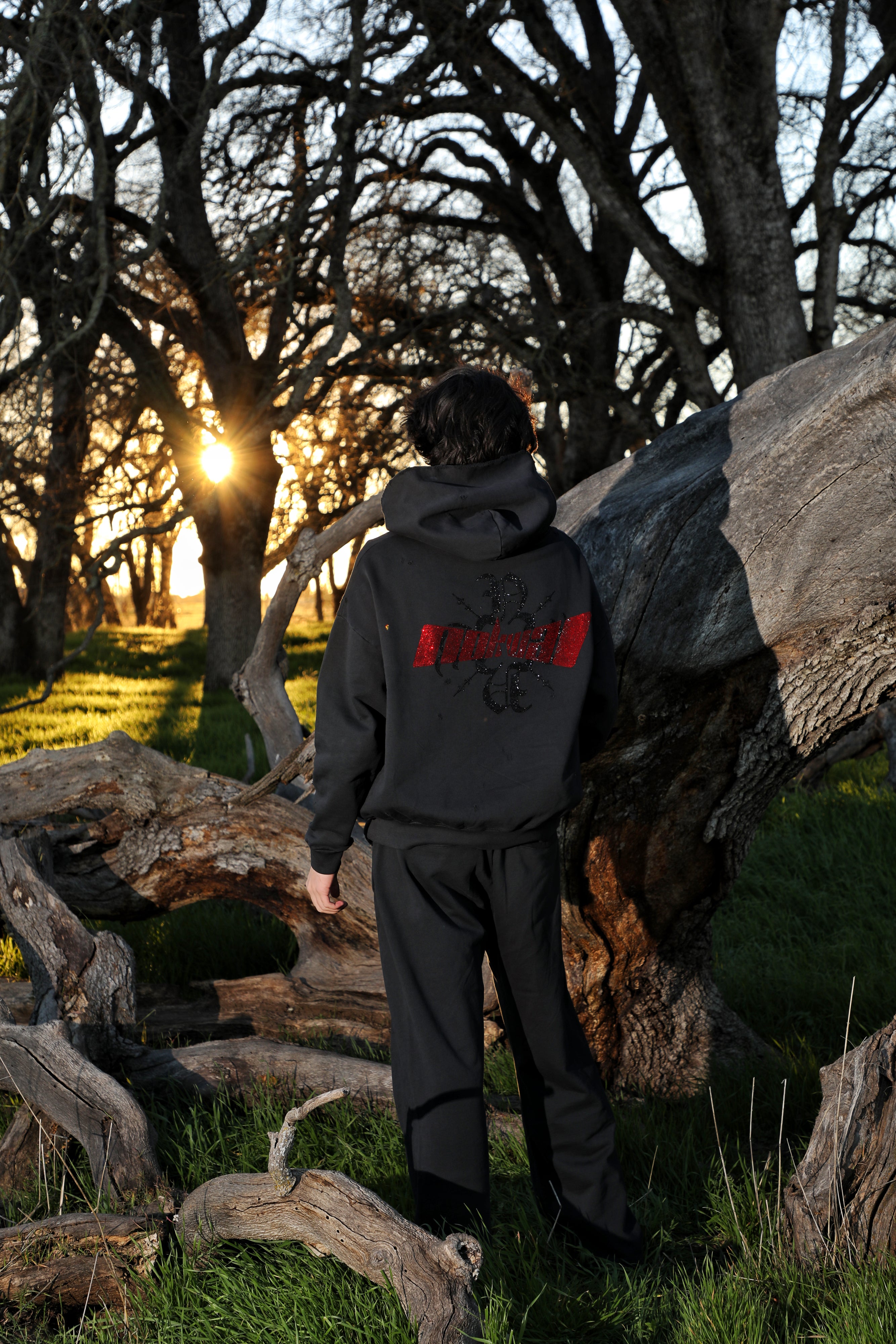 Black Distressed Zoom Zip Up Oversized Hoodie