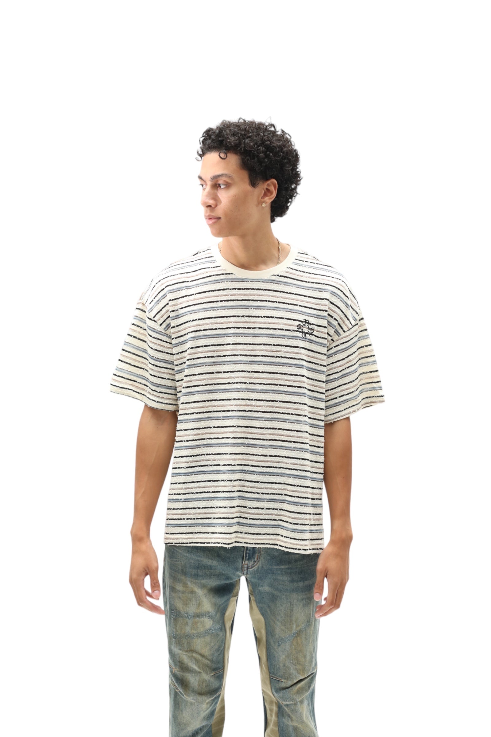 Loose Thread Striped Cotton Tee