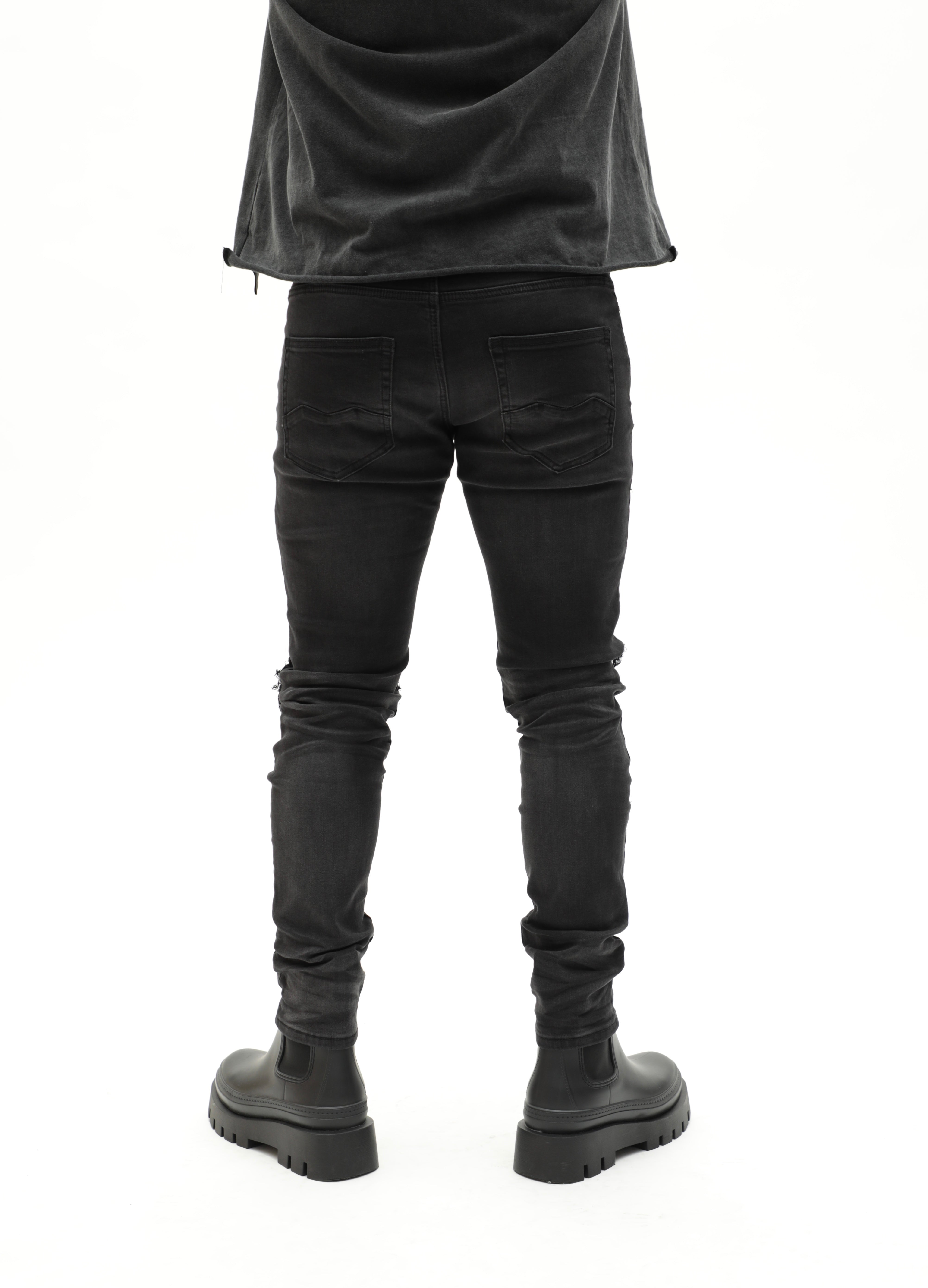 Distressed Faded Black Denim