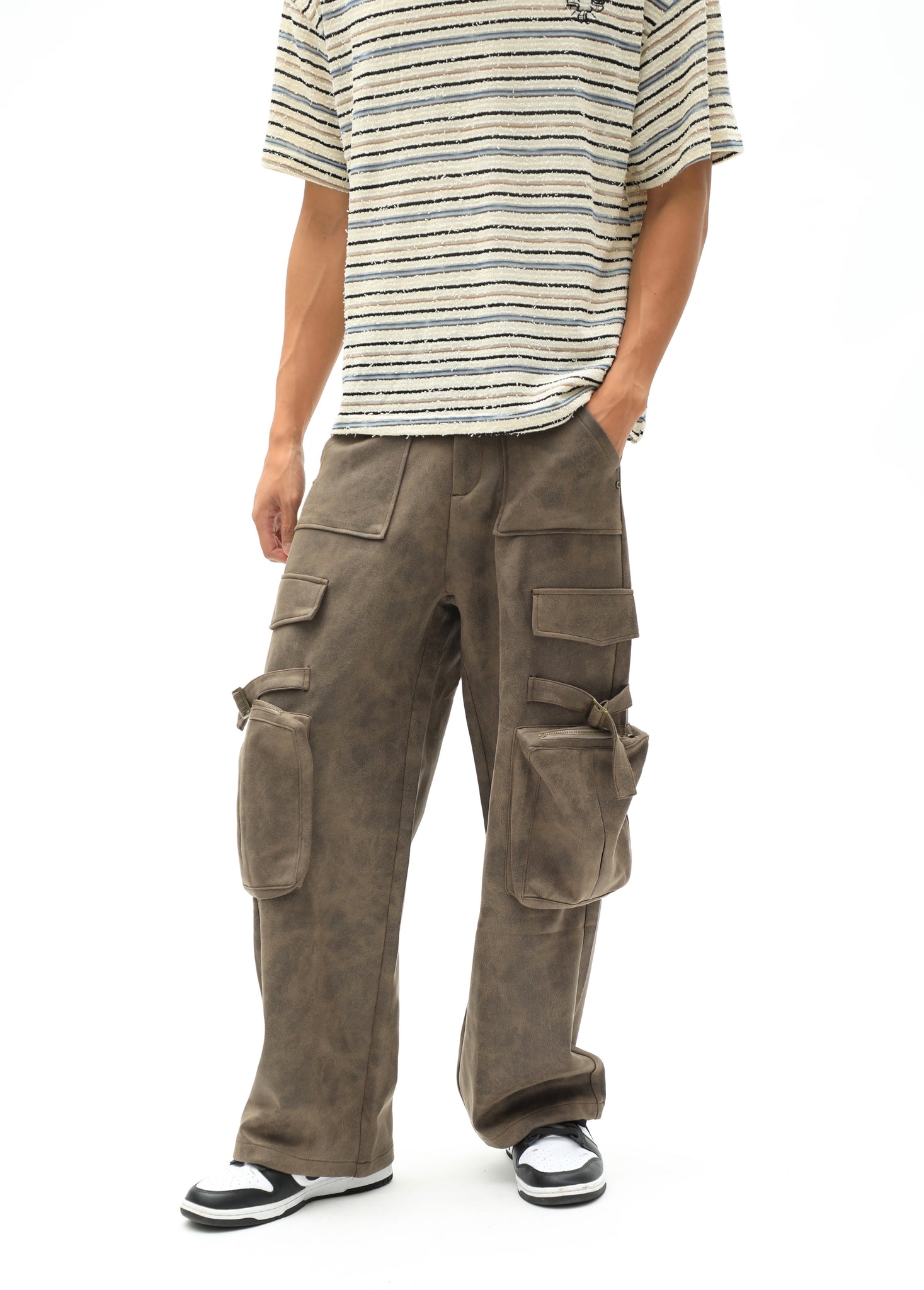 Baggy Multi Pocket Cargo Pants Brown