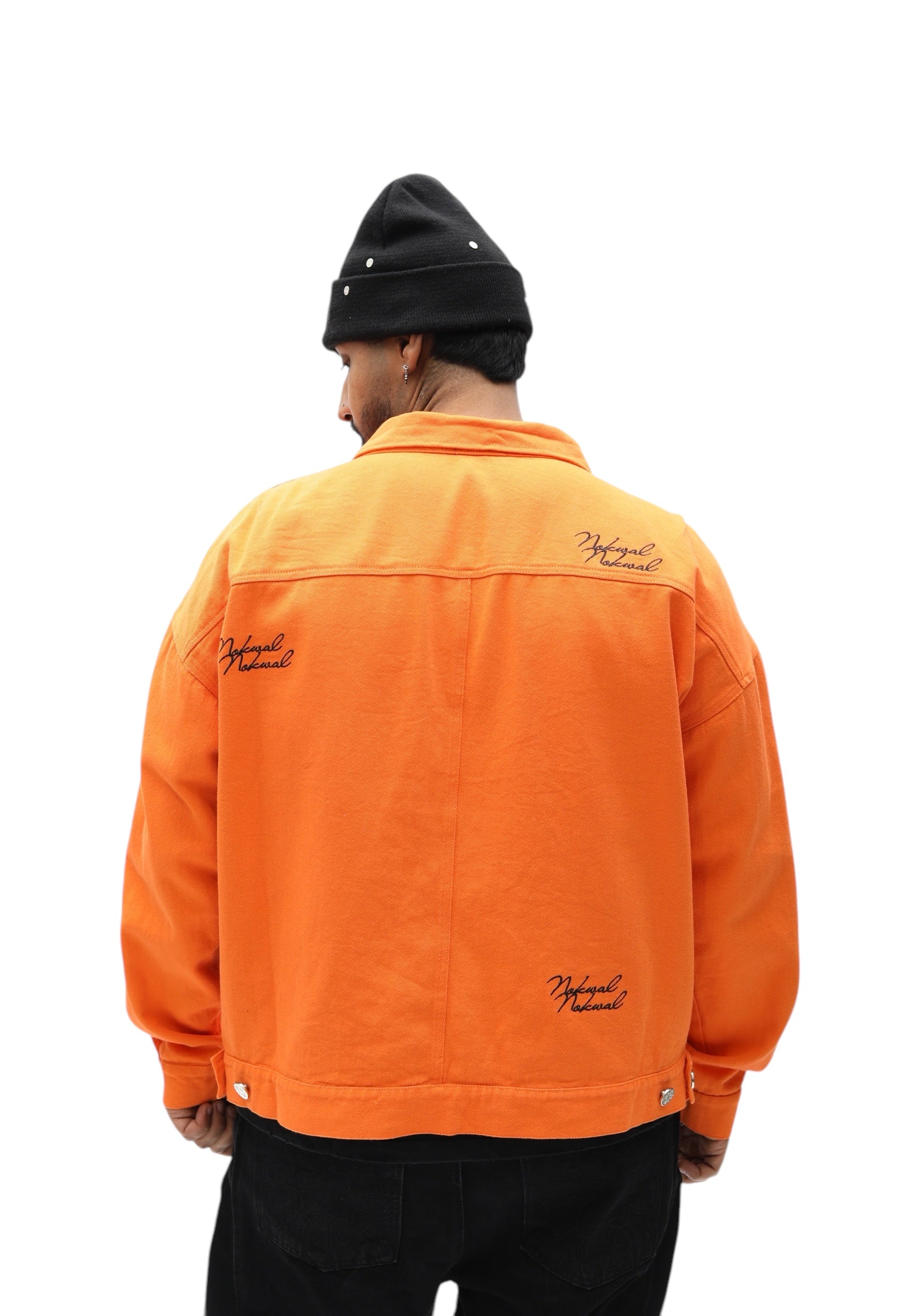 Double Logo Orange Trucker Denim Jacket