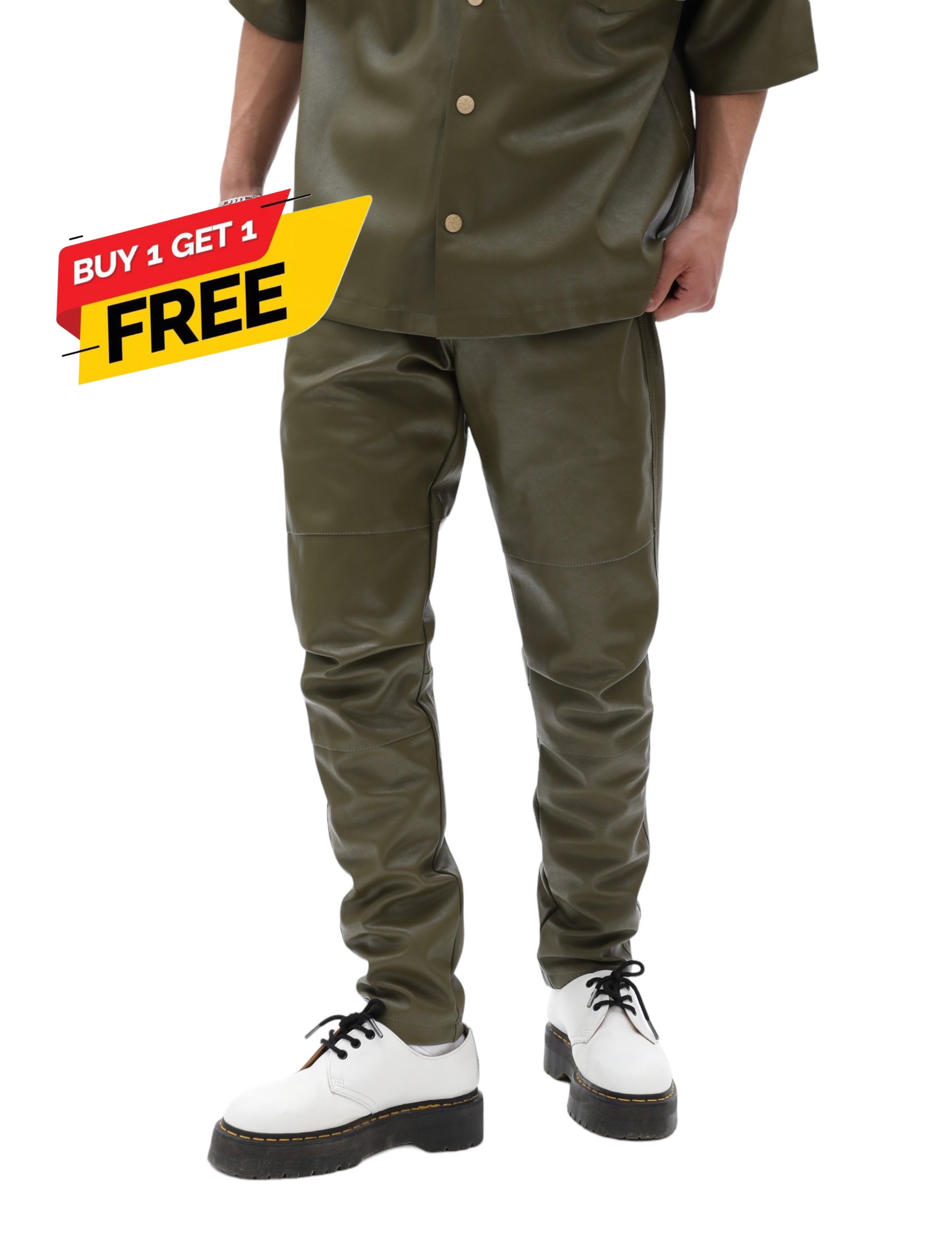 Olive Green Leather Pants