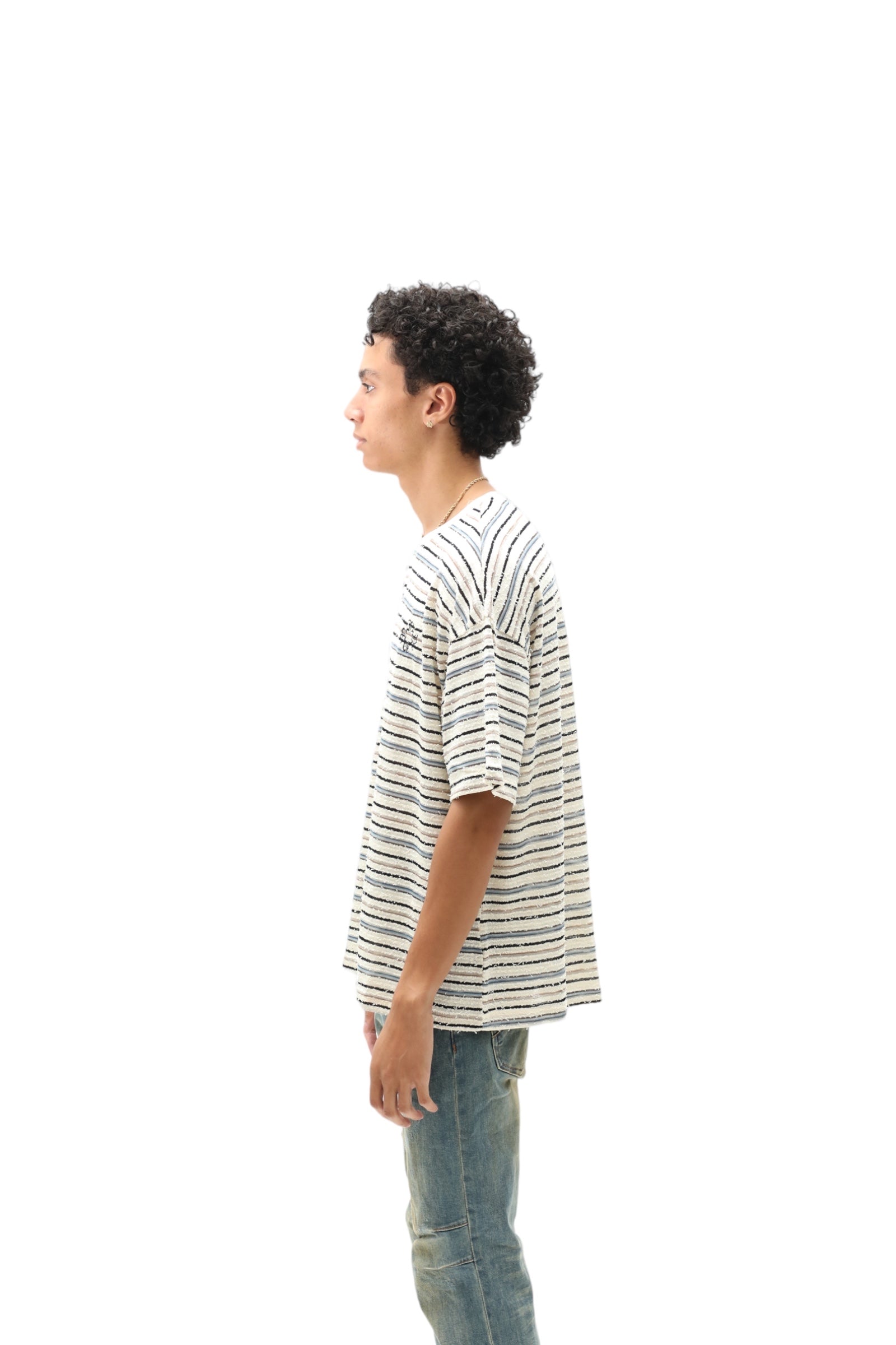 Loose Thread Striped Cotton Tee