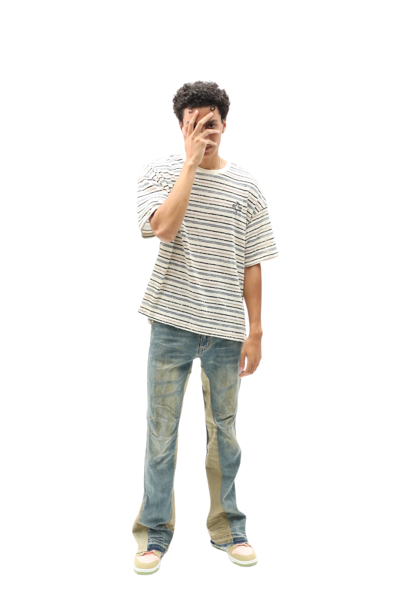 Loose Thread Striped Cotton Tee