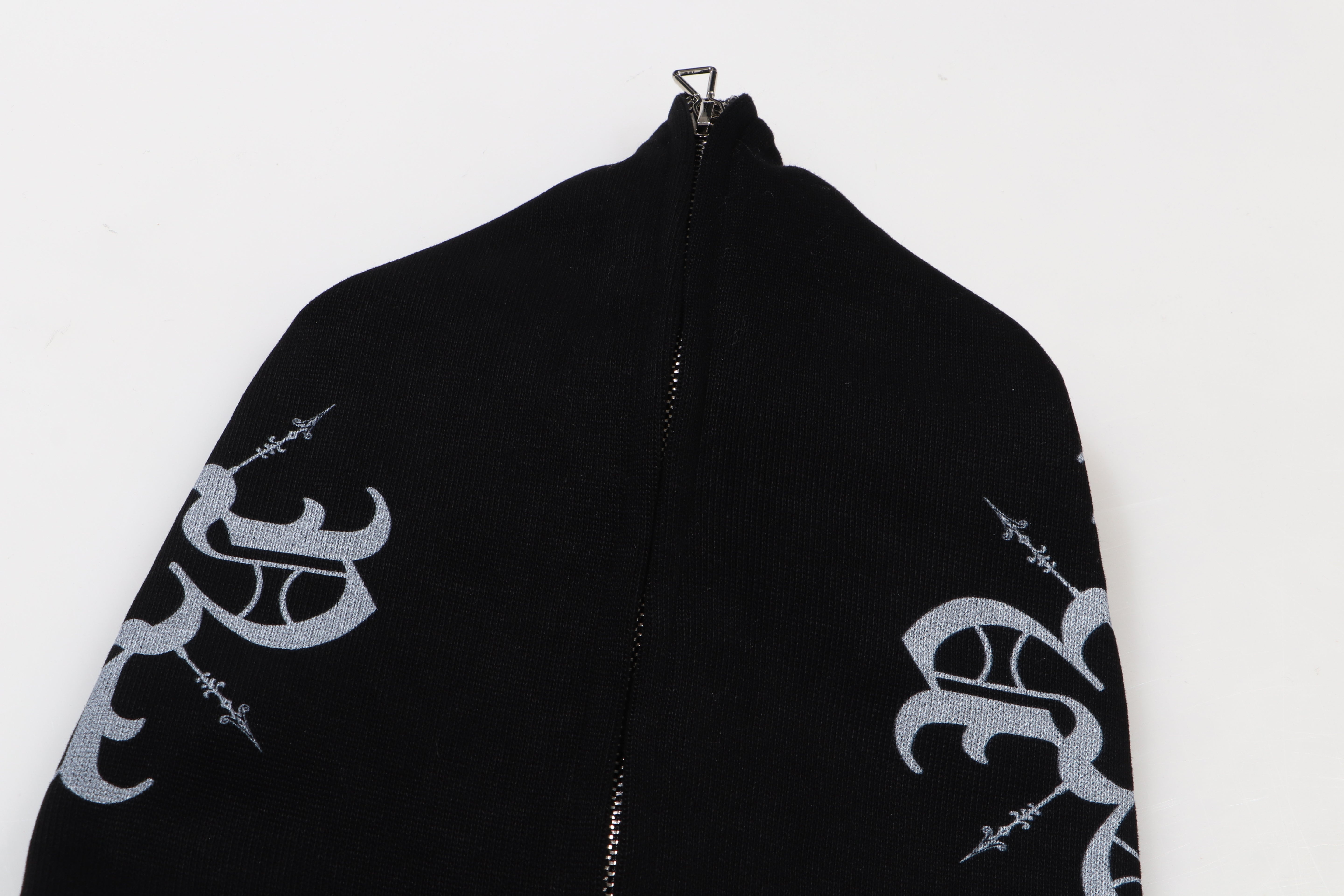 Monogram Full Zip Up Hoodie Black