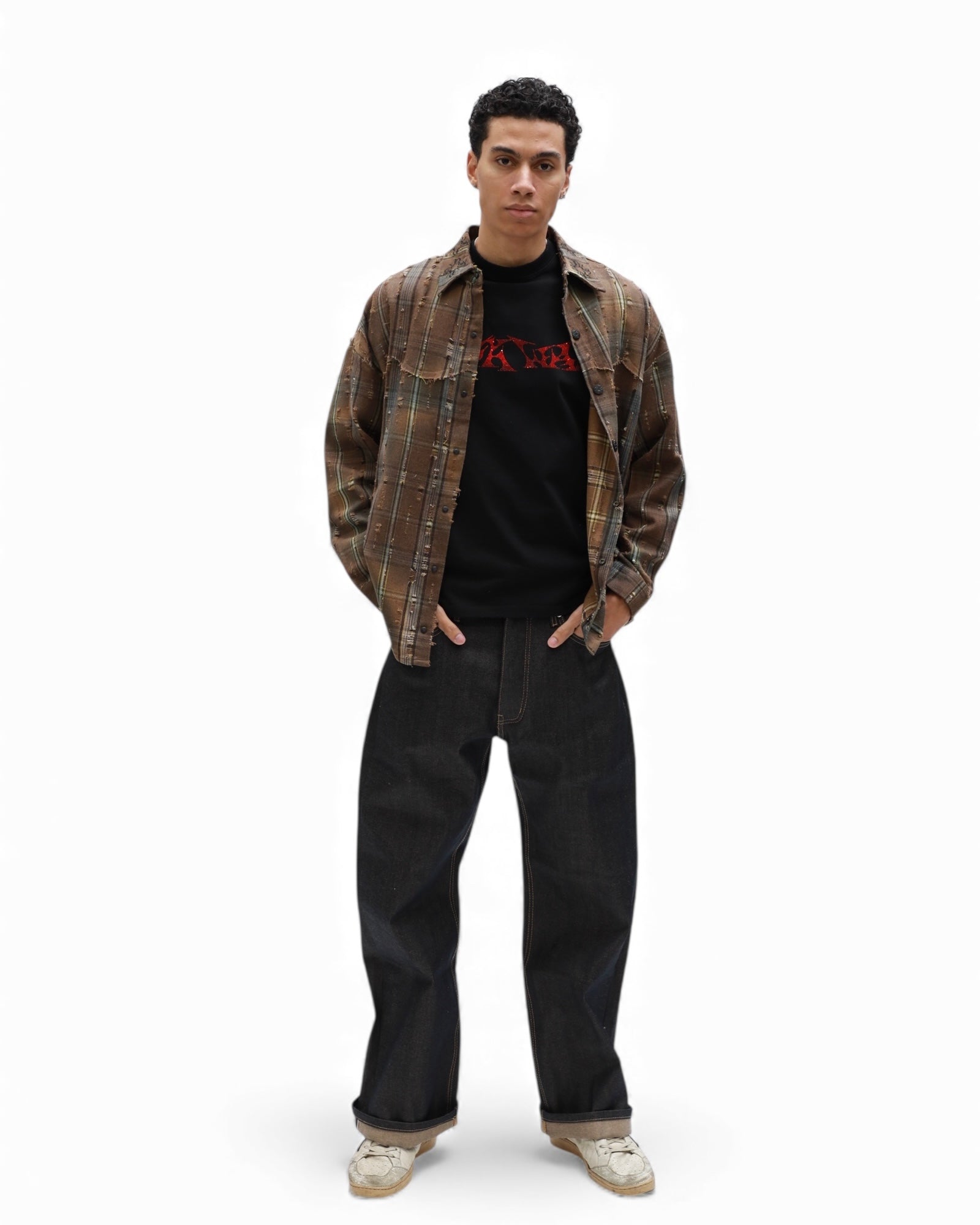 Distressed Brown Aged Flannel