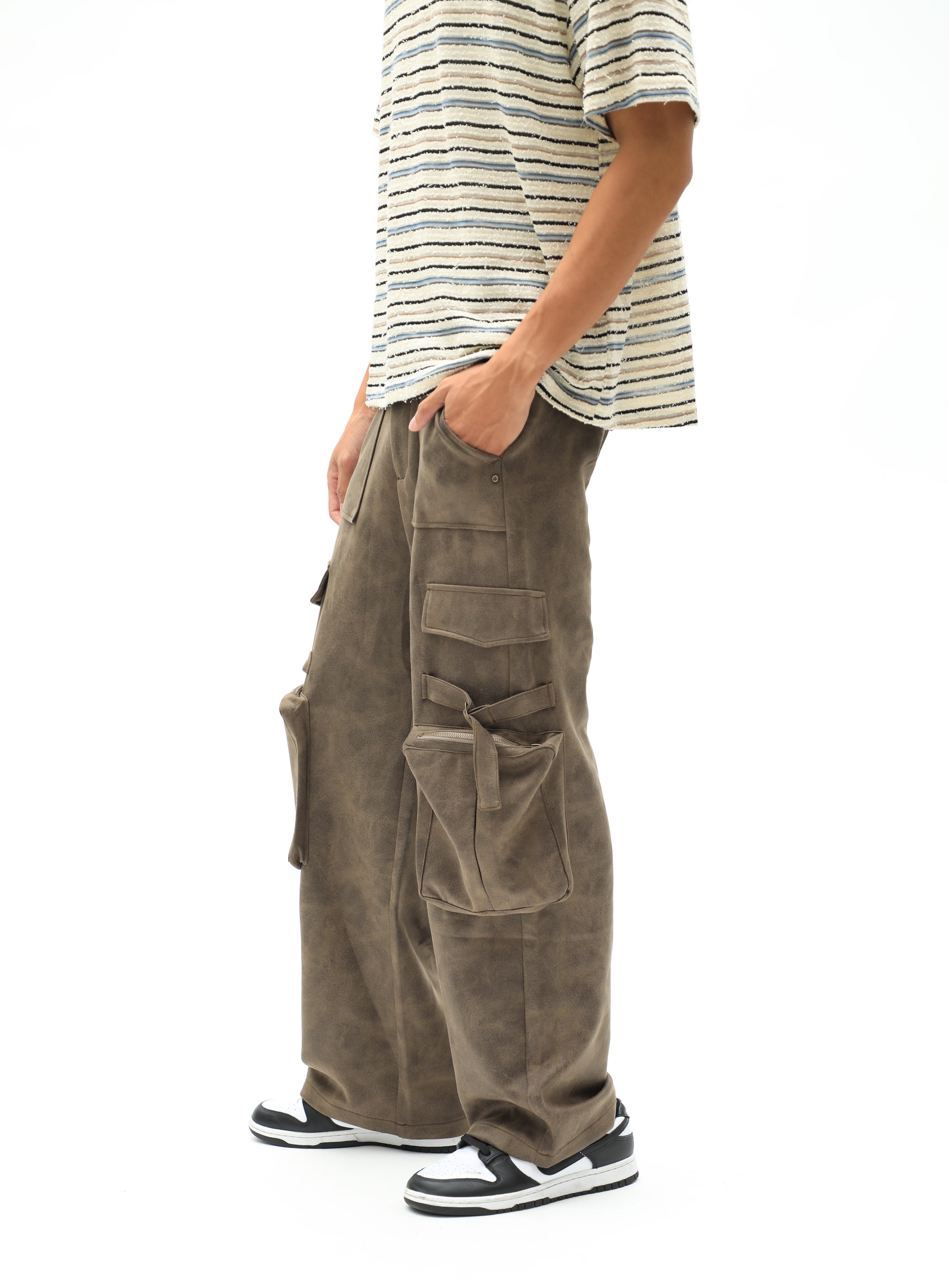 Baggy Multi Pocket Cargo Pants Brown